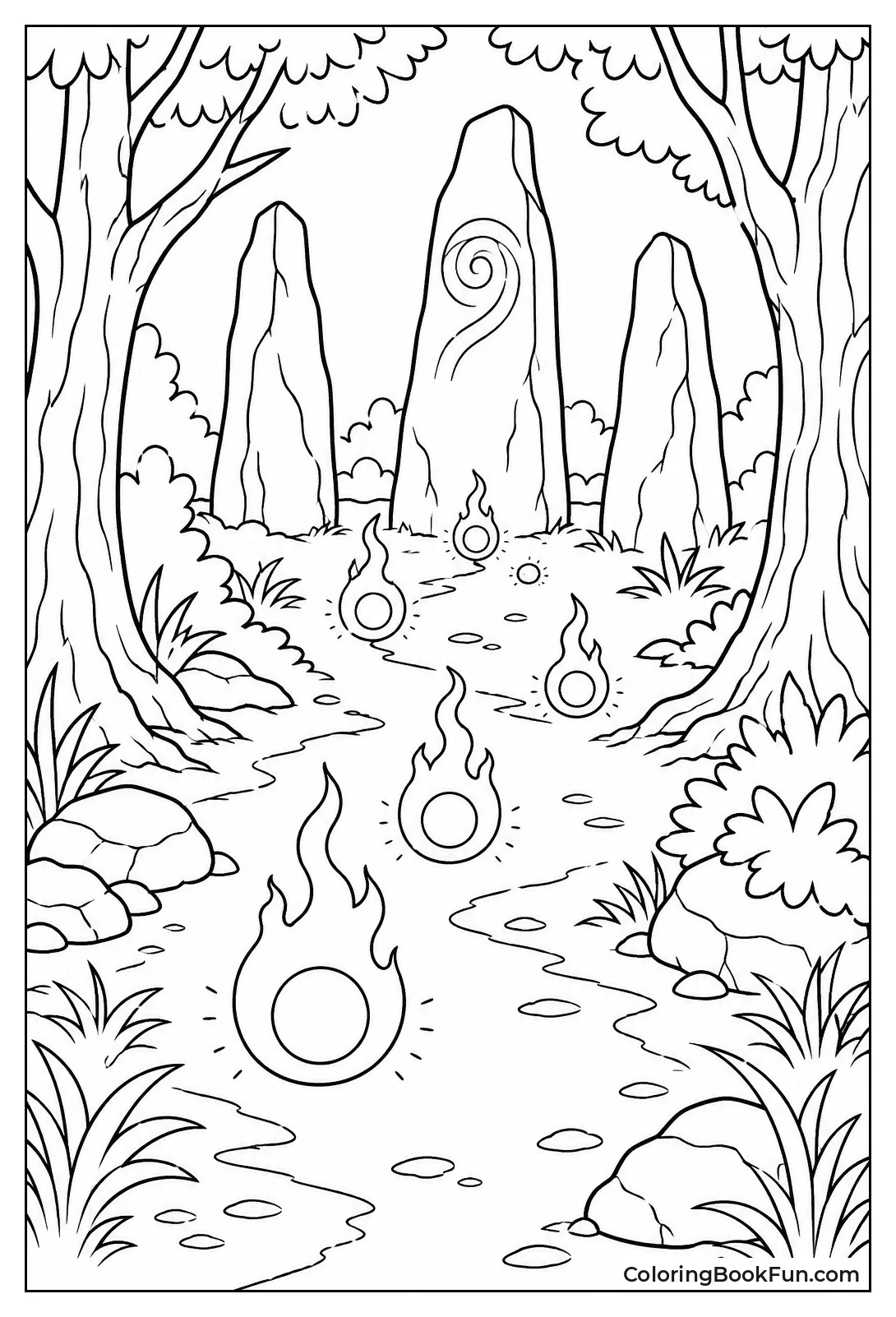 Glowing Wisps Floating in Dark Forest