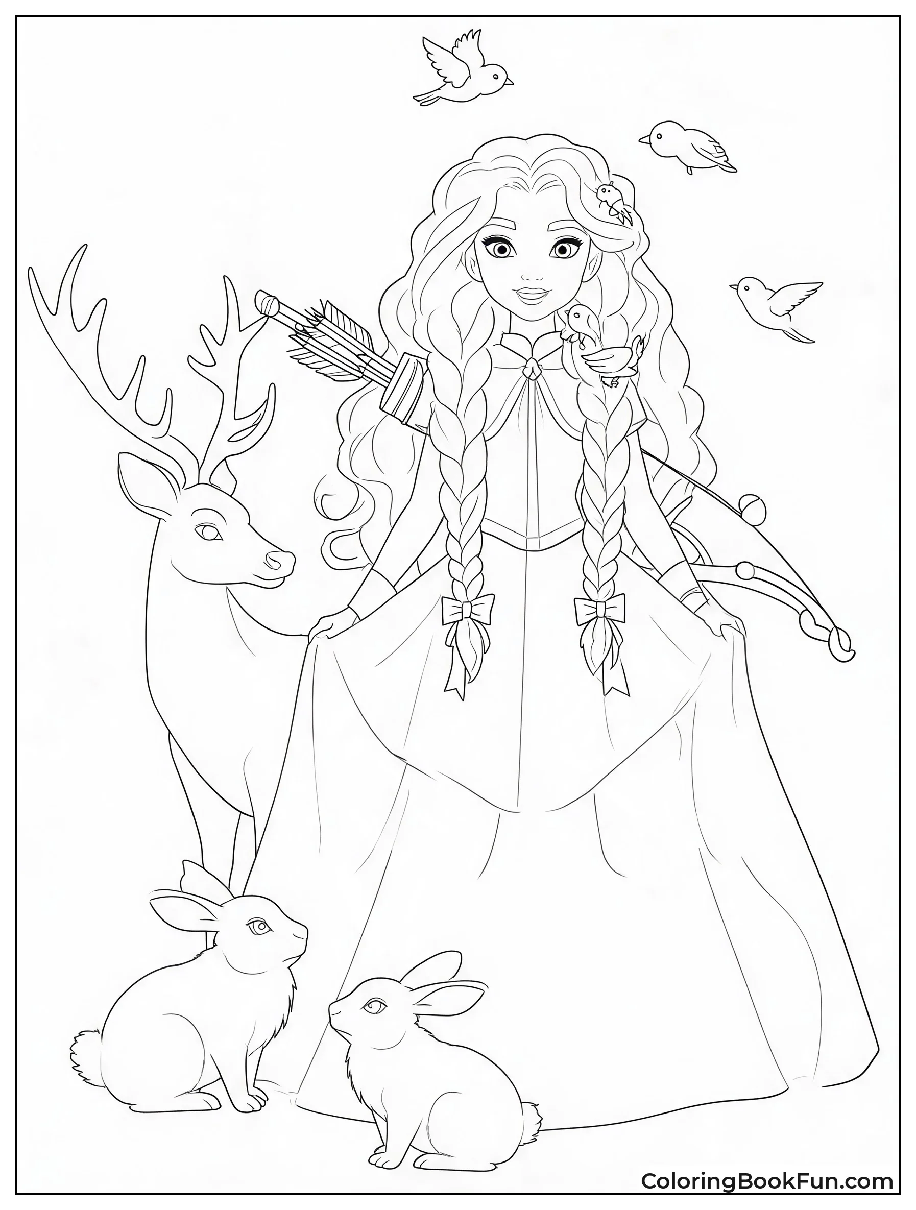 Merida with Forest Animals Around Her