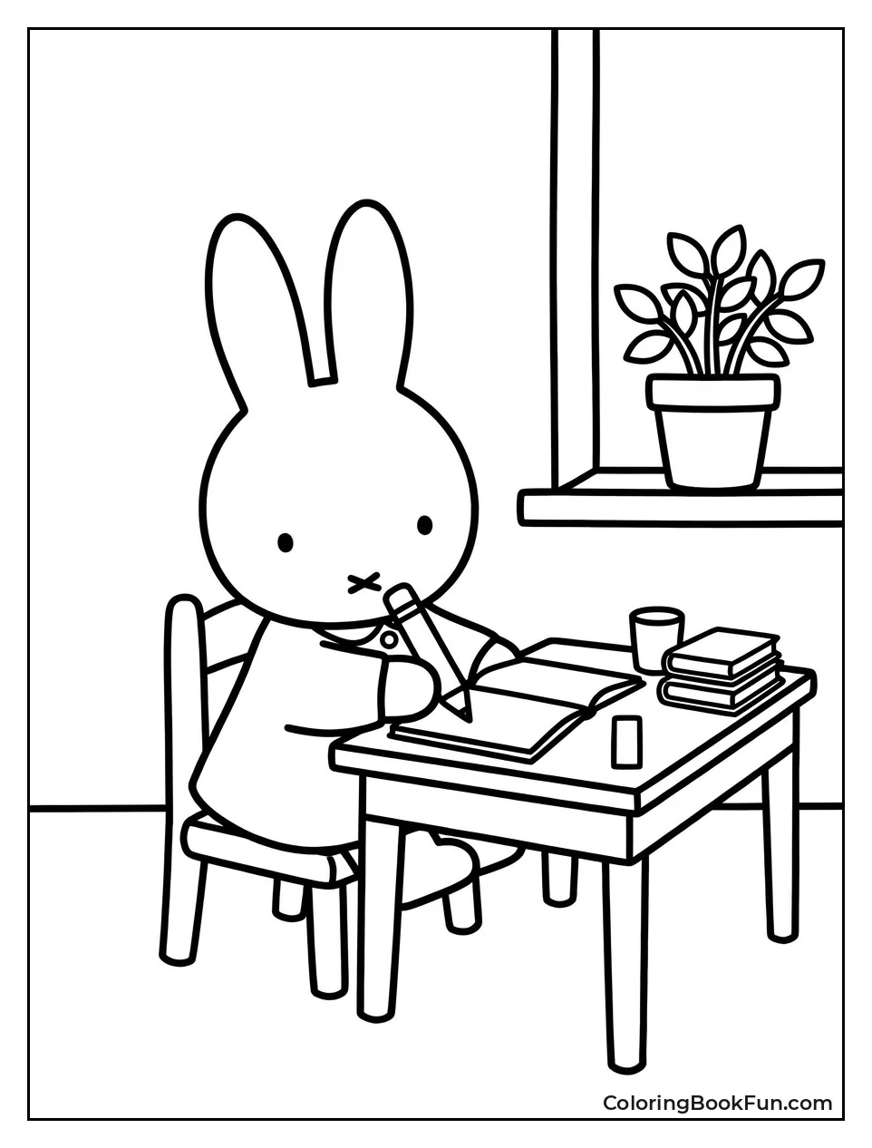 Miffy Sitting at School Desk