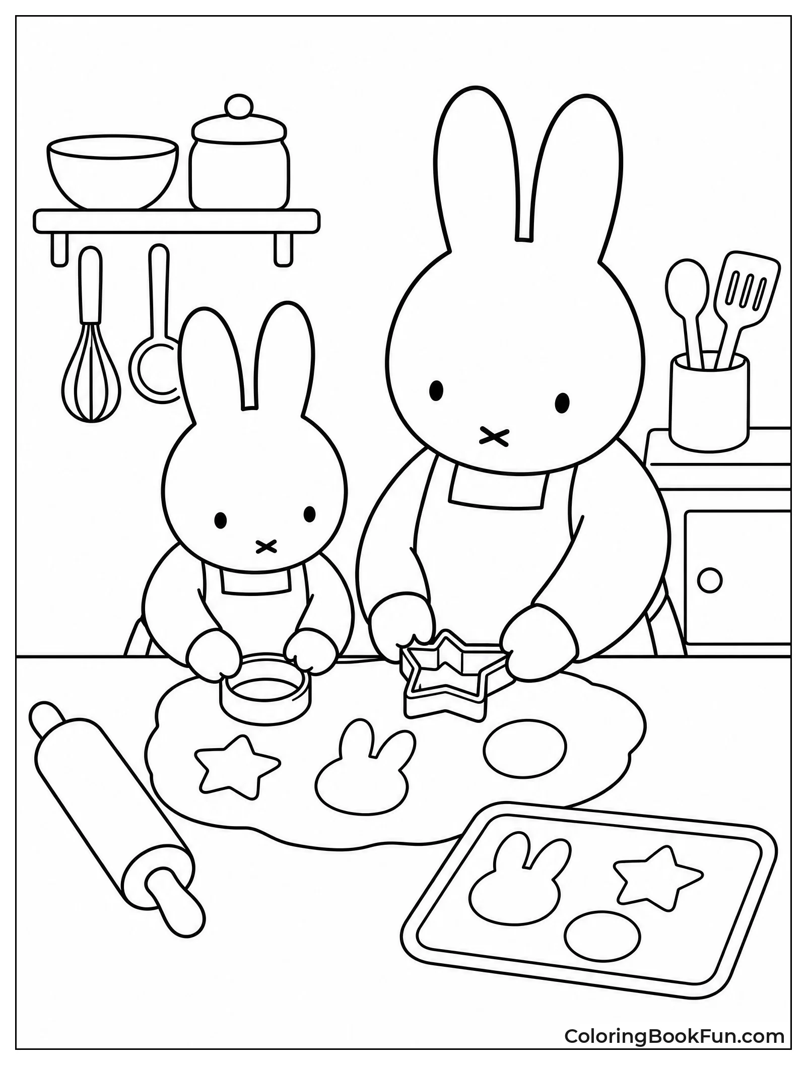 Miffy Baking Cookies with Mom