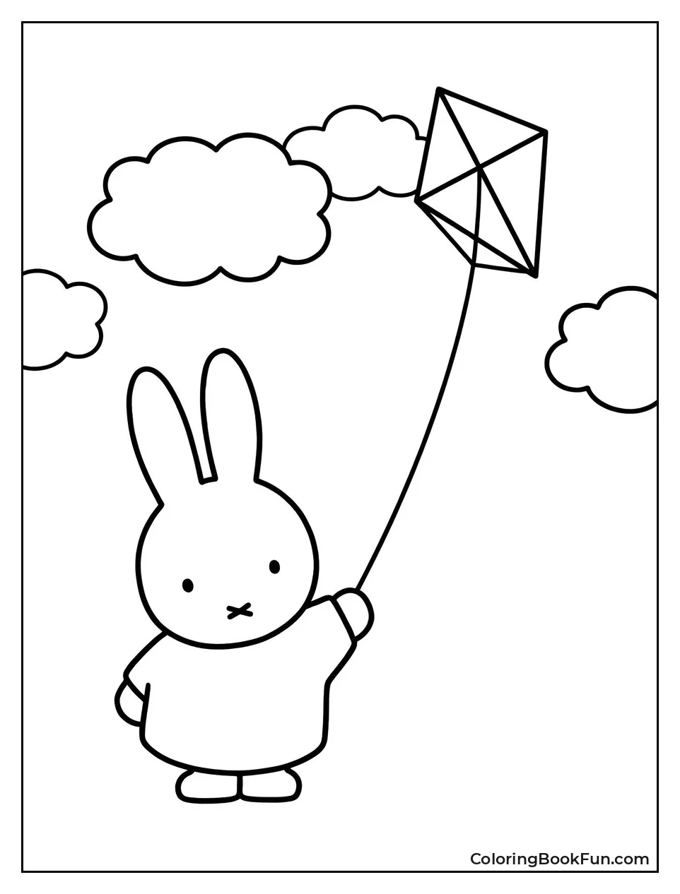 Miffy Flying Kite Among Clouds