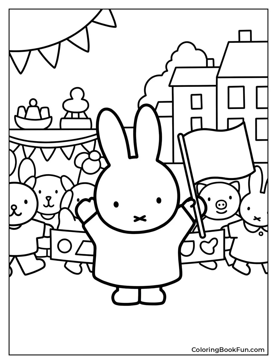 Miffy Waving Flag in Parade
