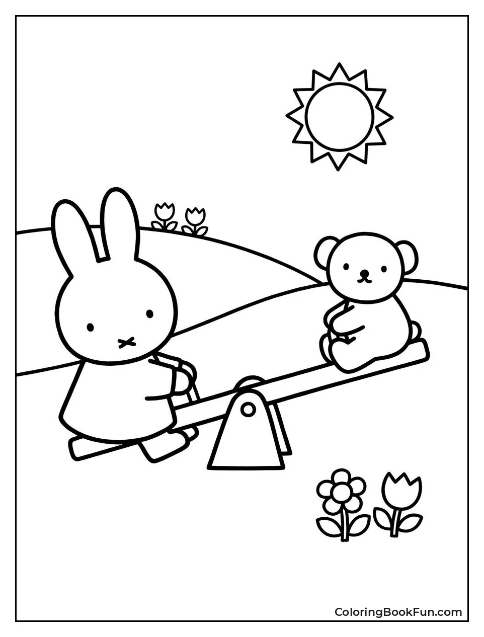 Miffy Playing Seesaw with Friend