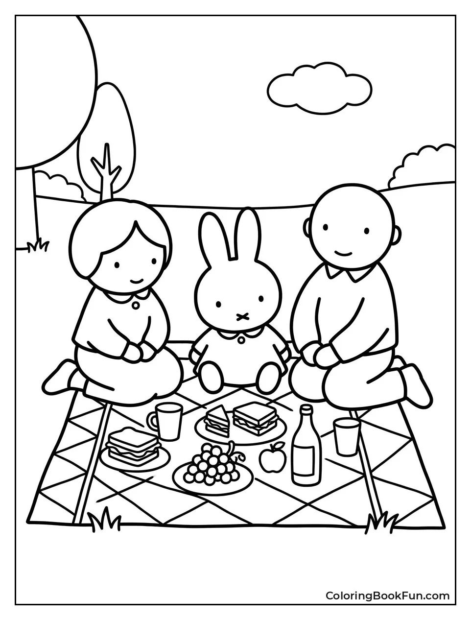 Family Having Picnic on Blanket
