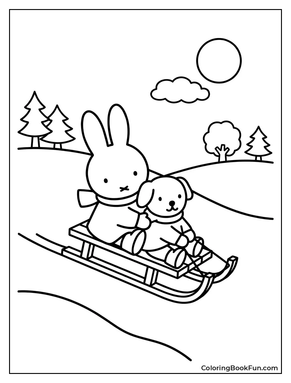 Miffy Sledding with Snuffy