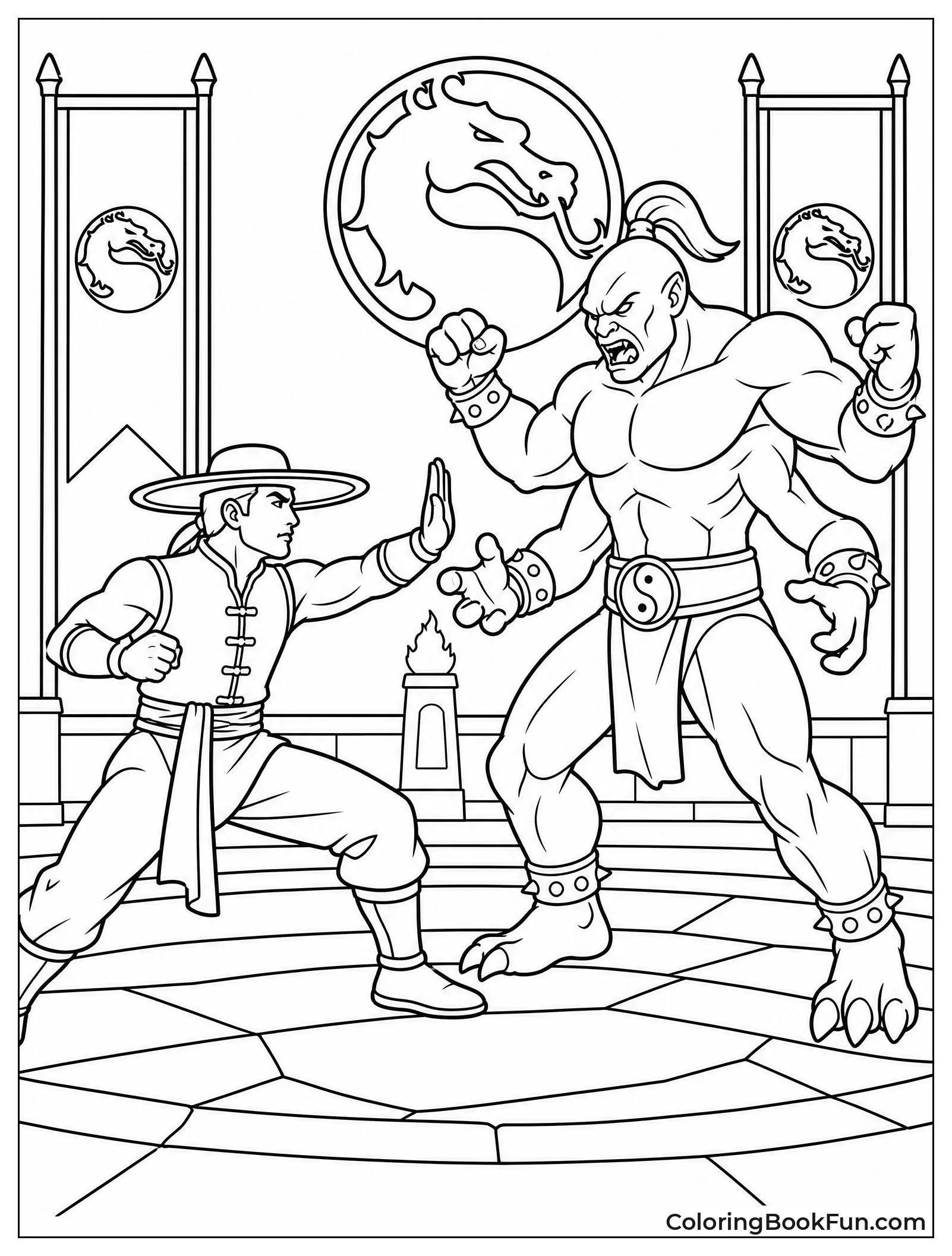 Kung Lao Battles Four Armed Goro