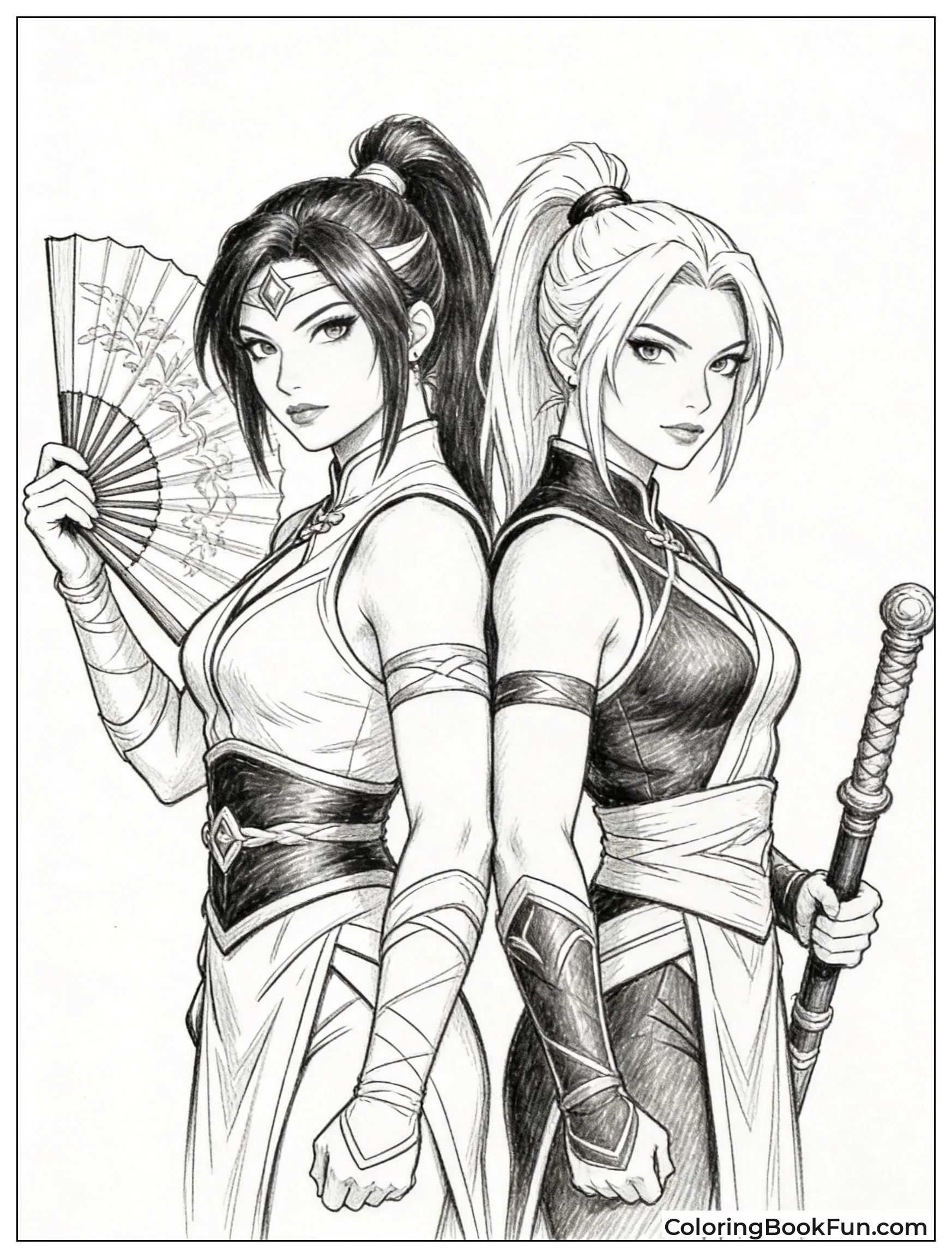 Kitana and Jade Pose Back