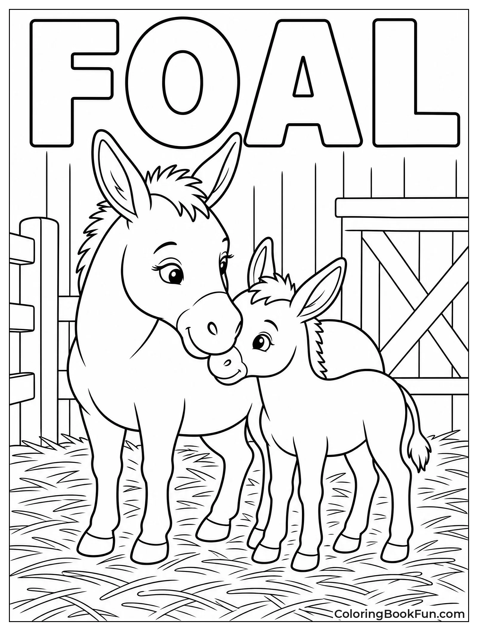 Mother Donkey Nuzzles Baby