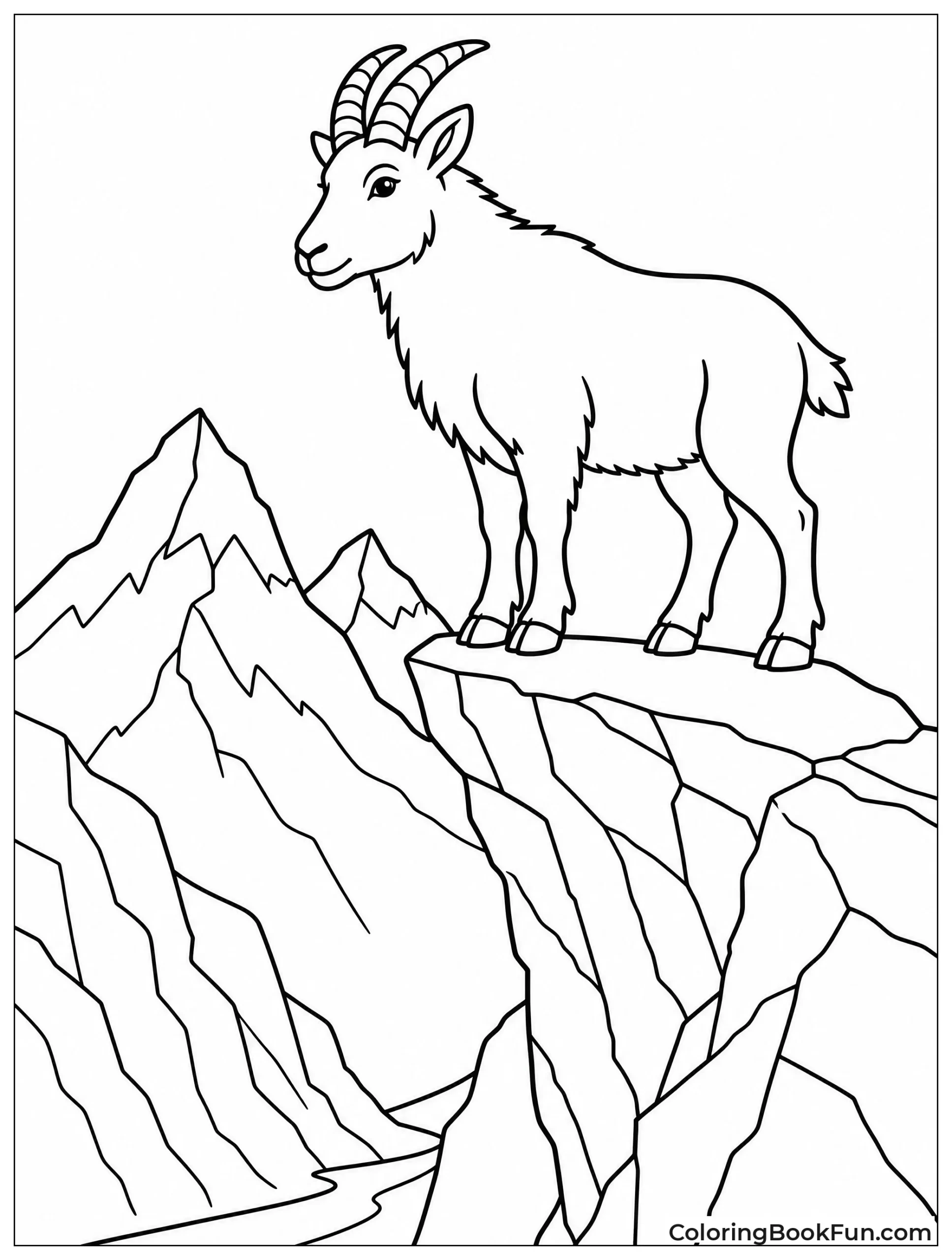 Goat Standing on Rocky Ledge