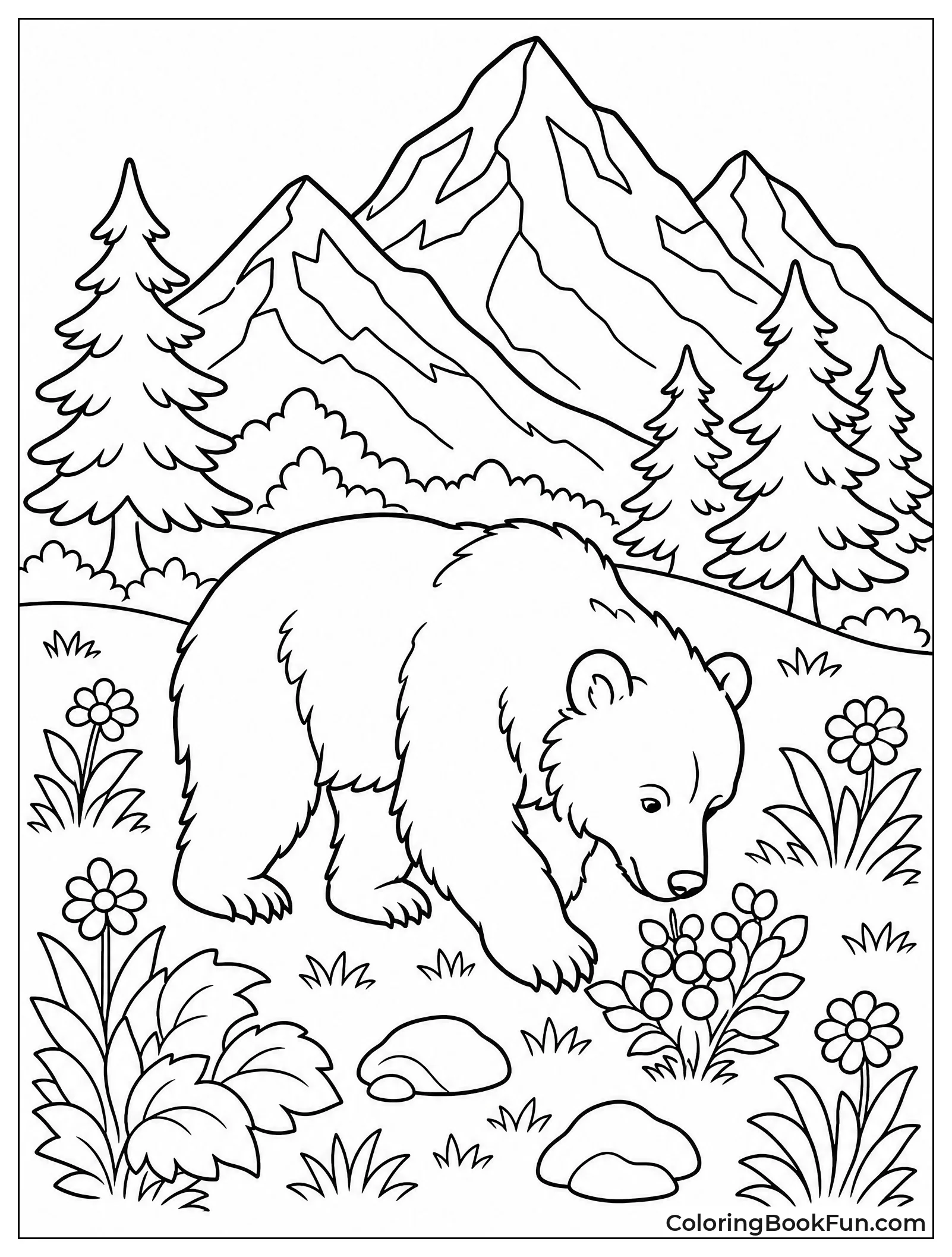 Grizzly Bear in Meadow