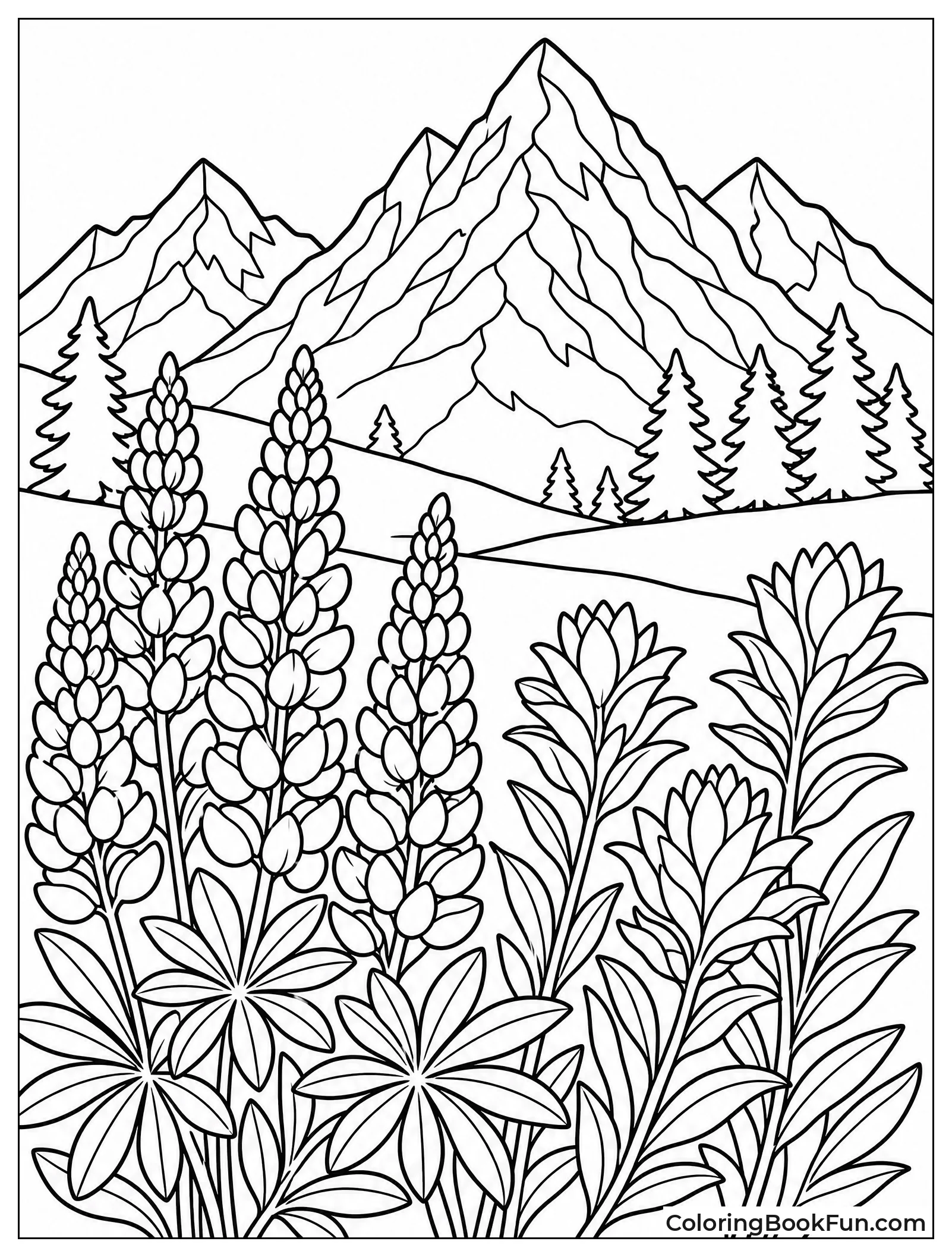 Wildflowers with Mountains Behind