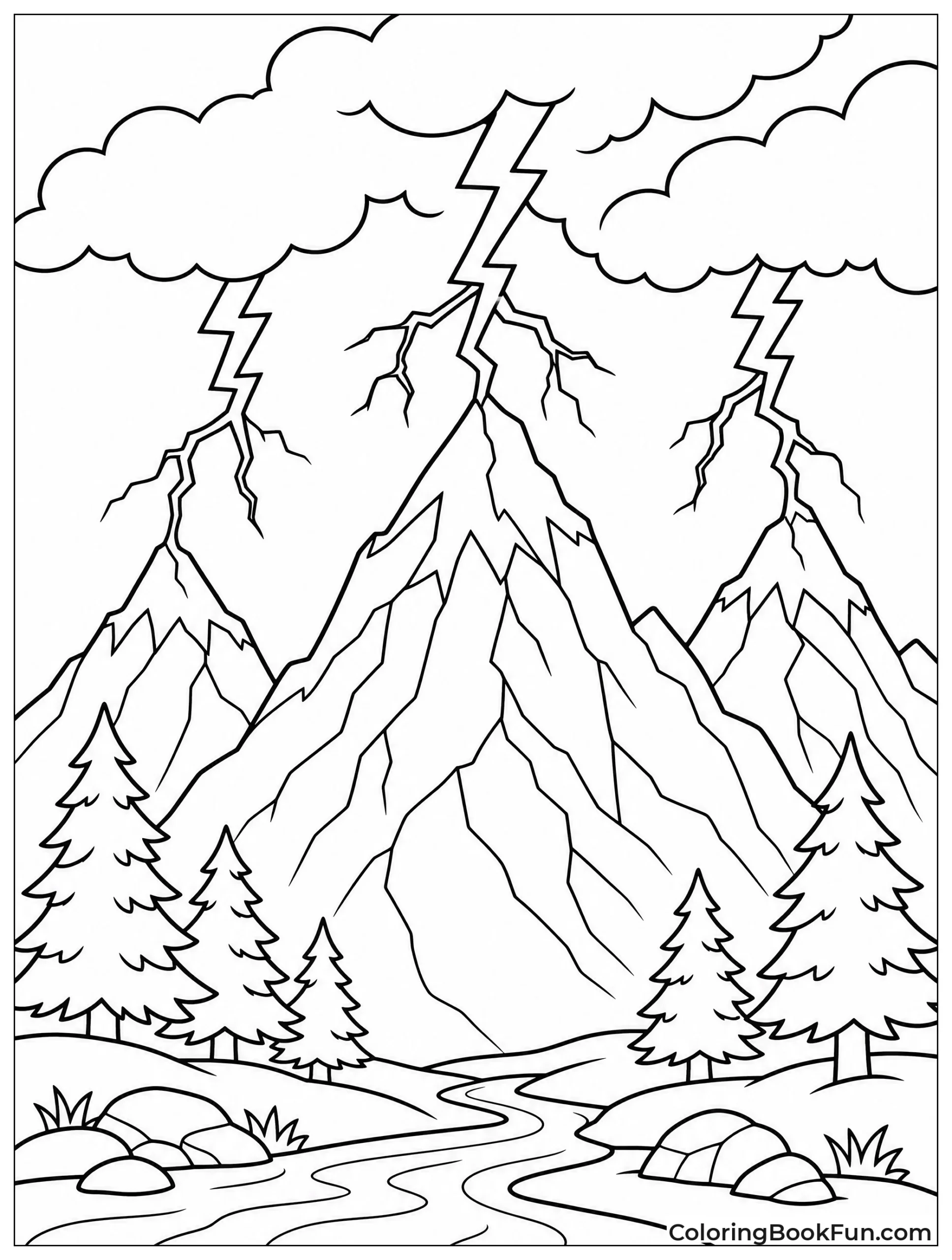 Lightning Storm over Mountains