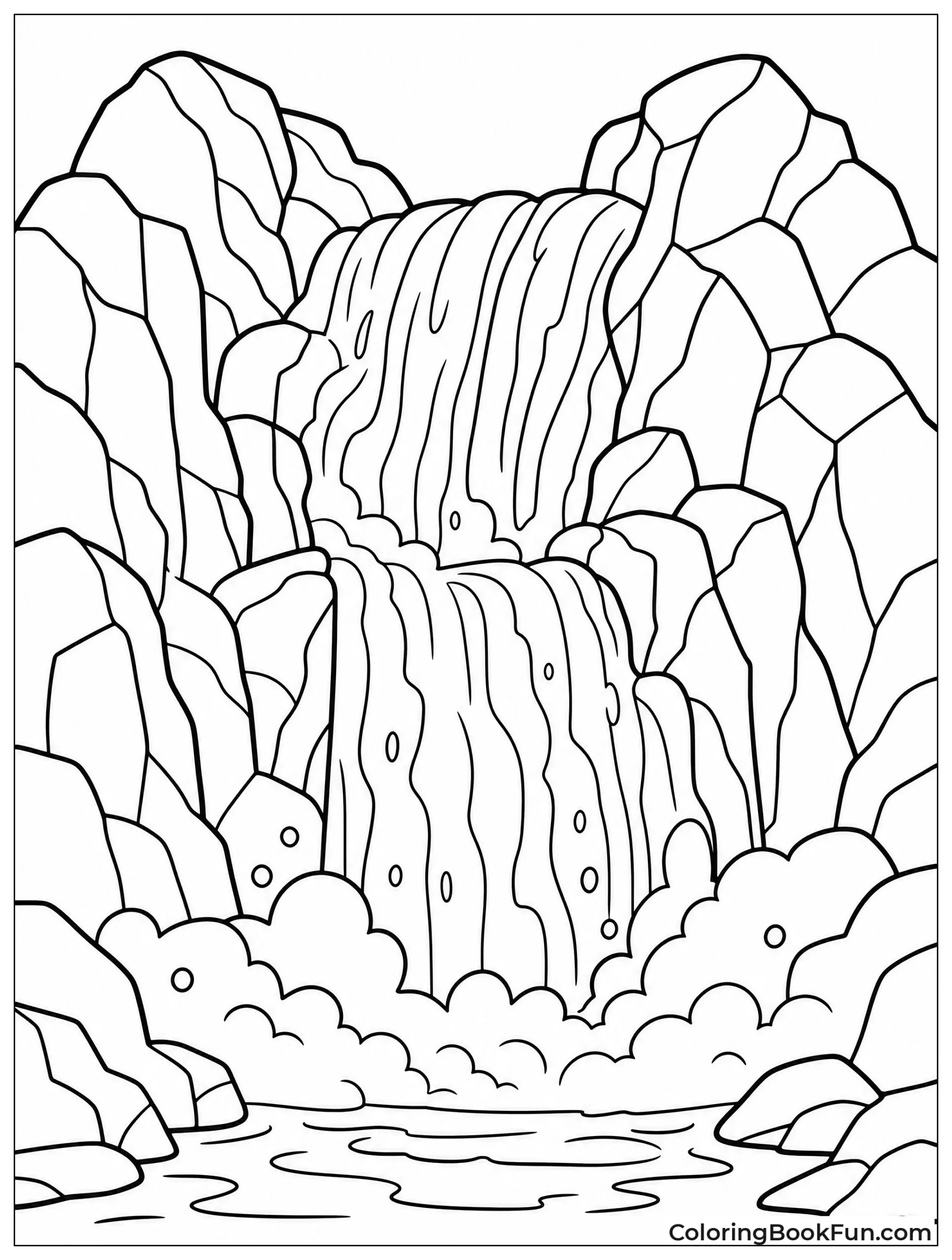 Waterfall Falling Down Rocks