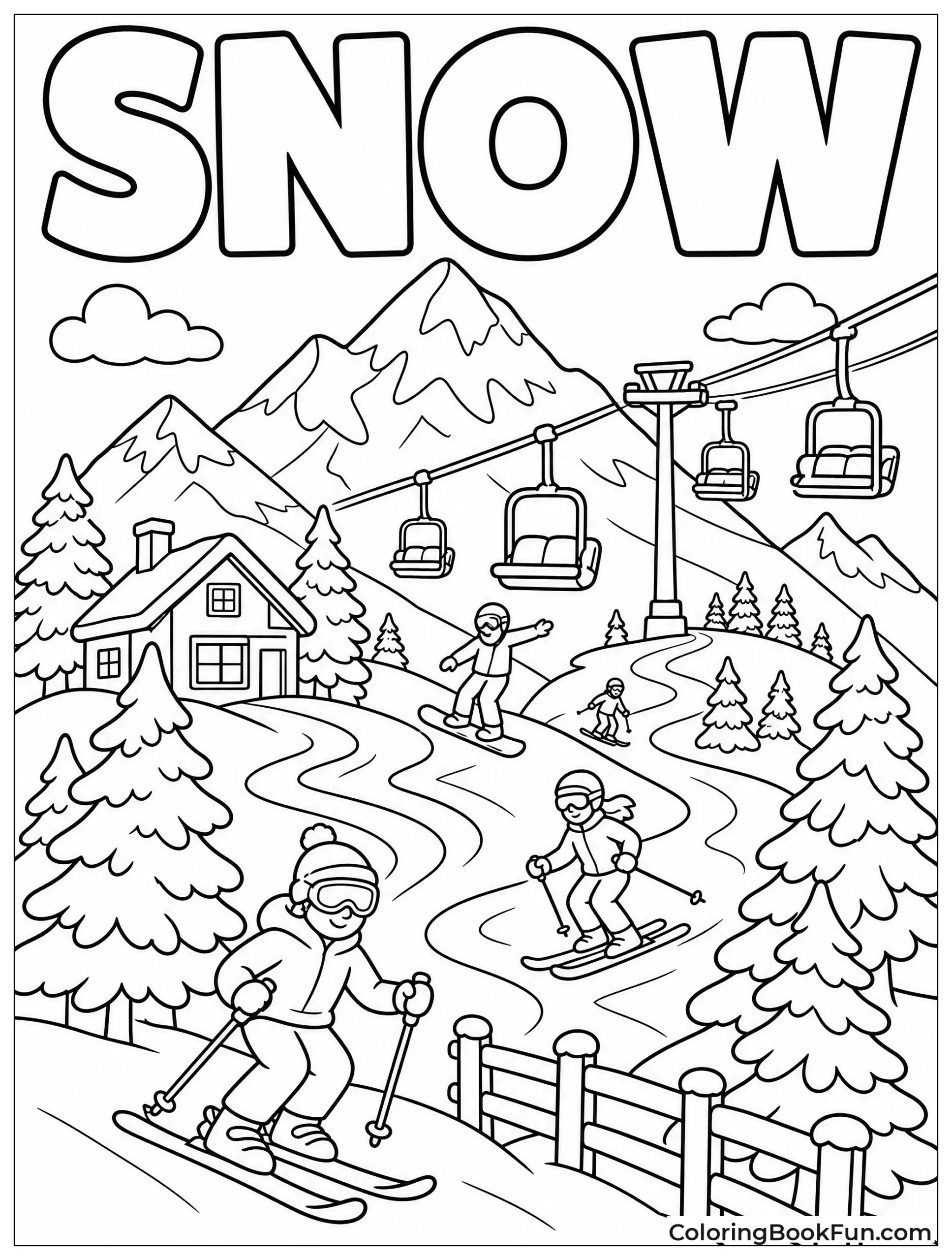 Skiers on Snowy Slopes