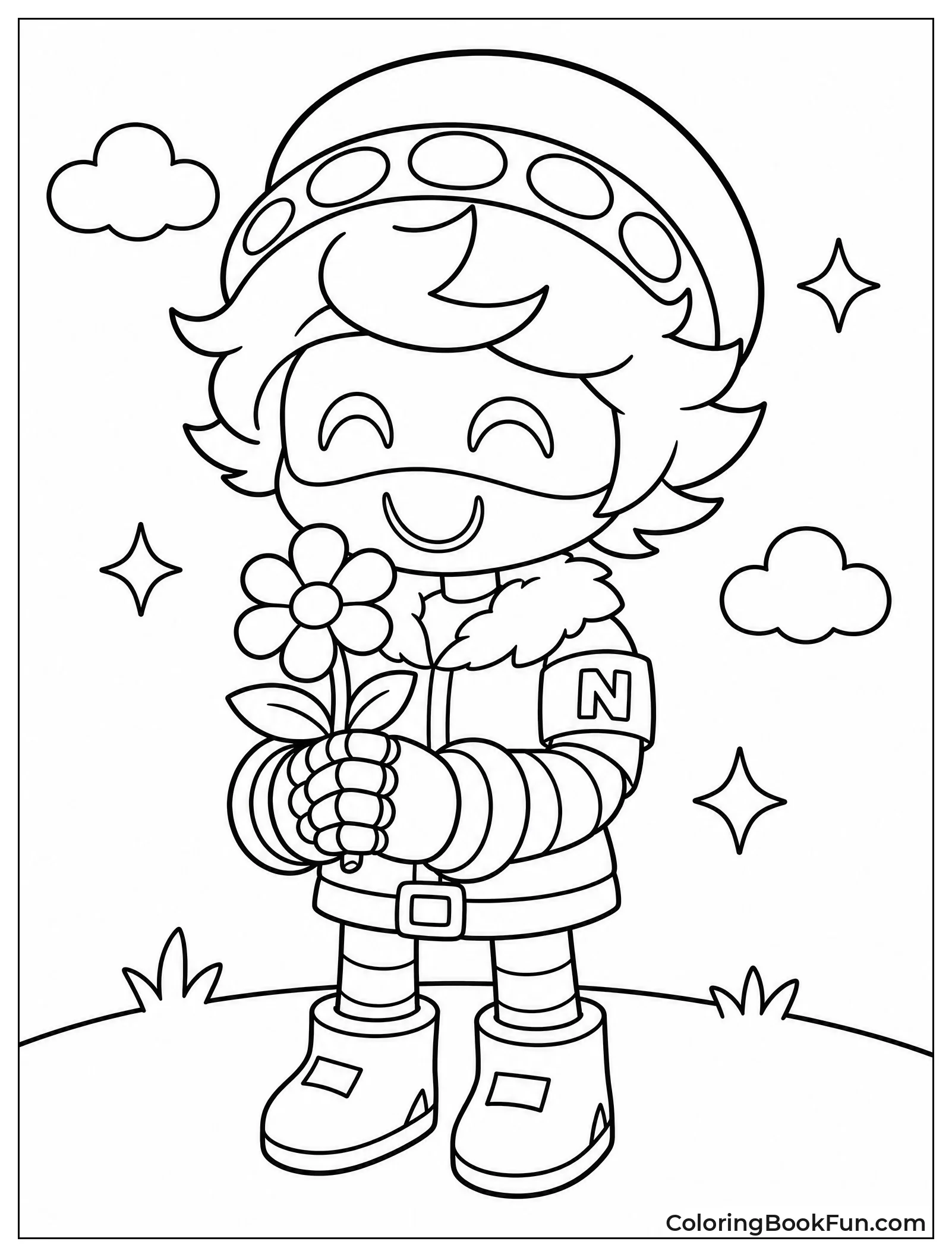 N Holds a Pretty Flower