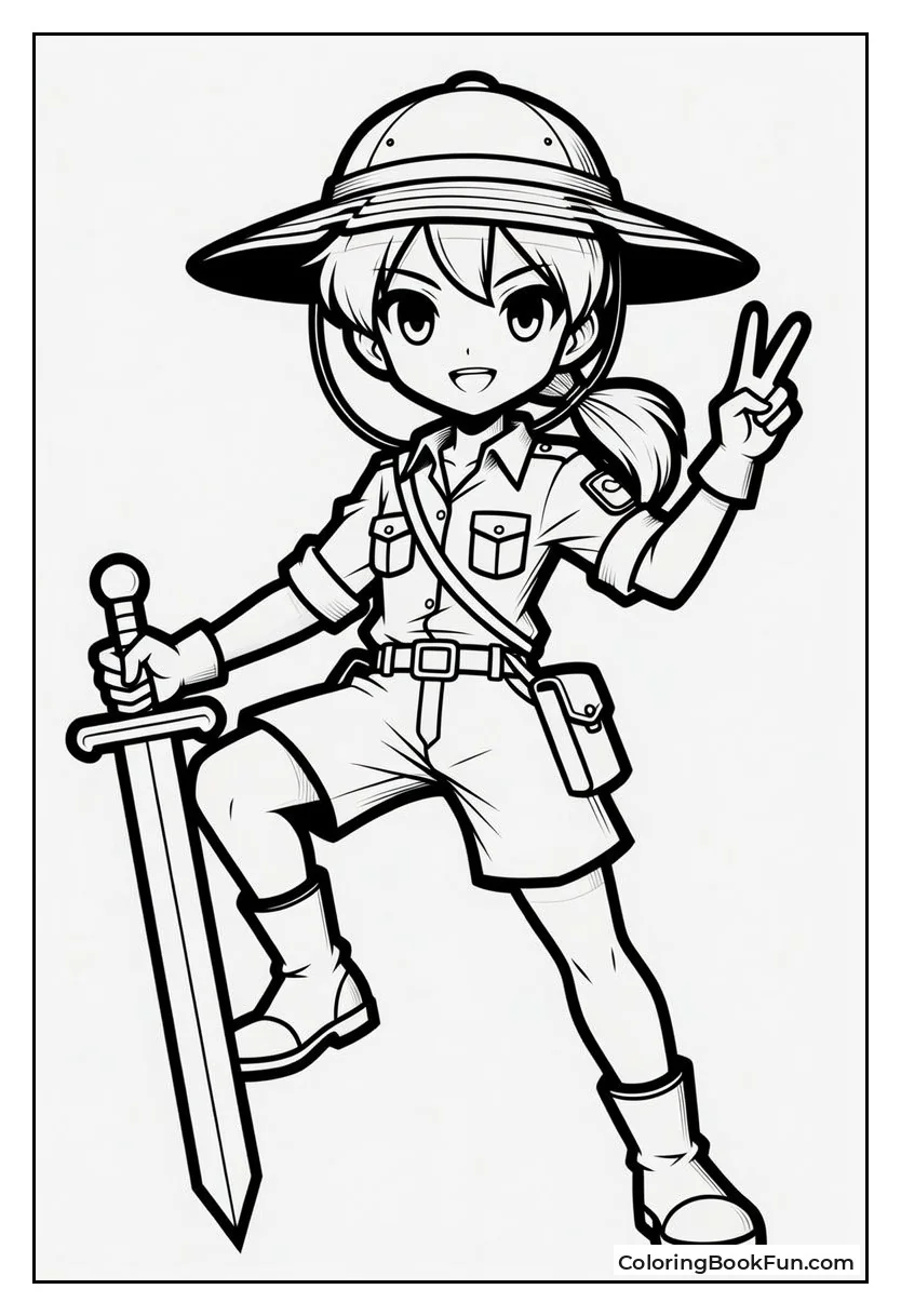 Tessa Holds Sword and Smiles