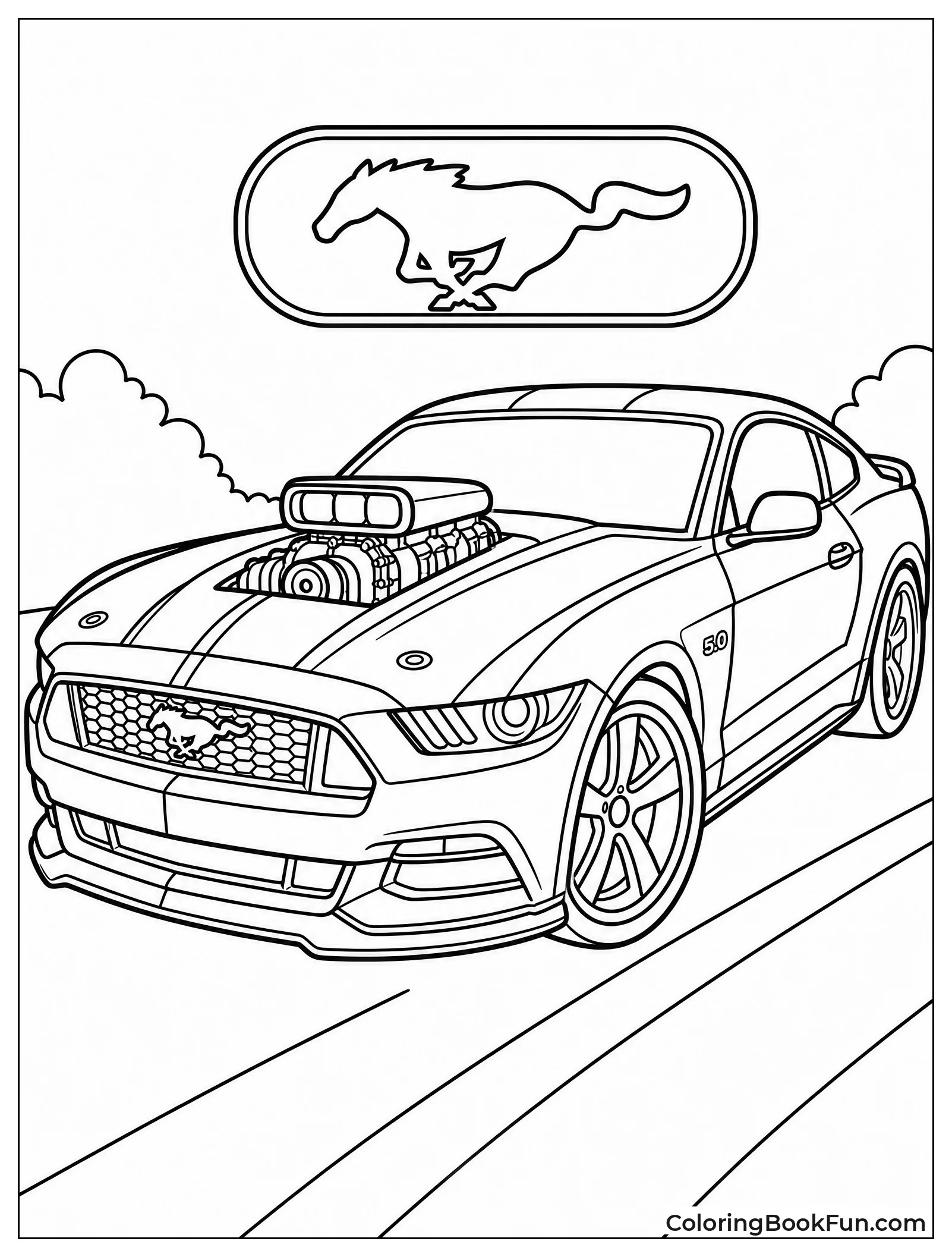Muscle Mustang with Huge Engine