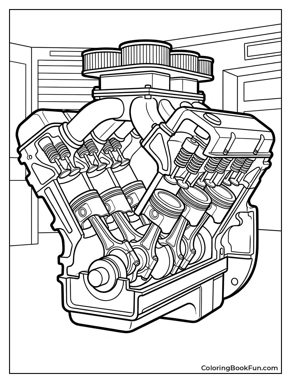 Cutaway Shows Spinning V8 Engine Parts