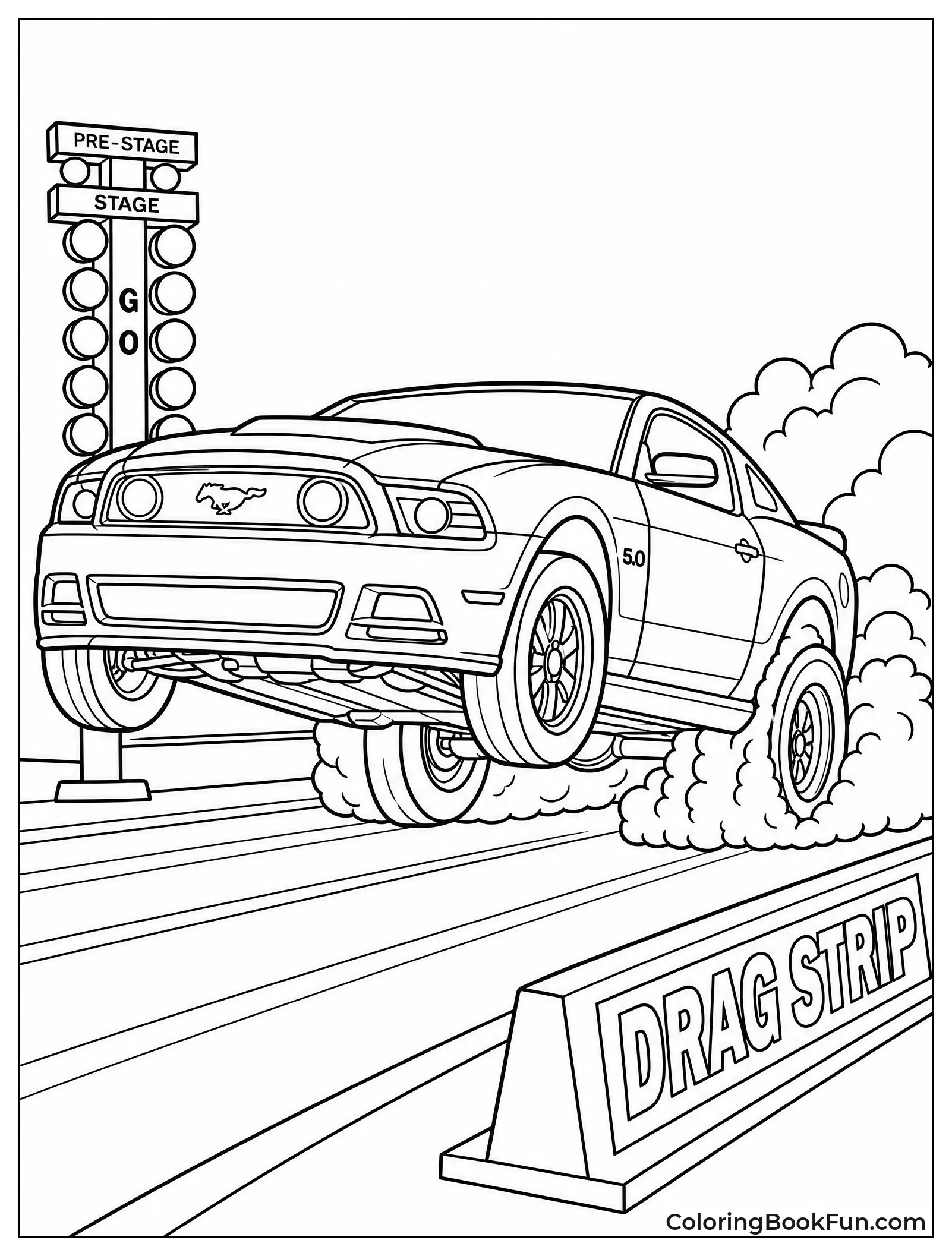 Mustang Burns Out at Drag Strip