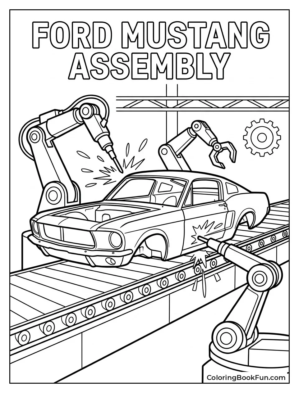 Robots Assemble Mustang on Factory Line
