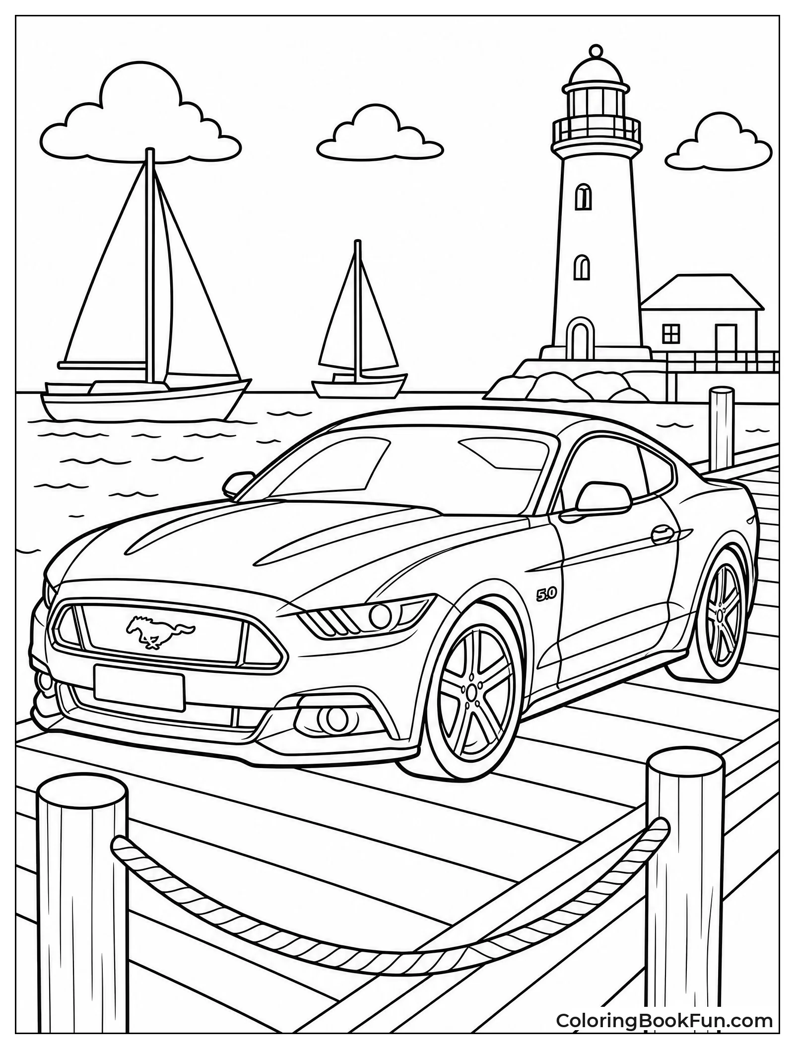 Mustang Parks near Sailboats and Lighthouse