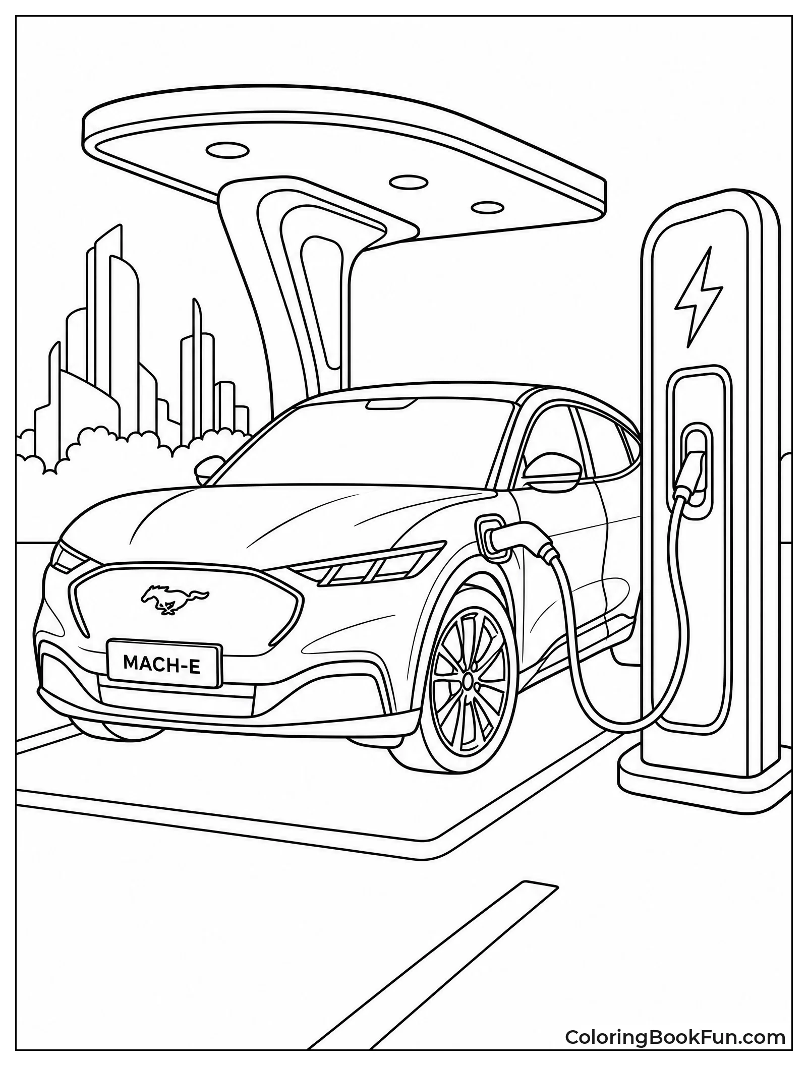 Mach E Plugs into Charging Station