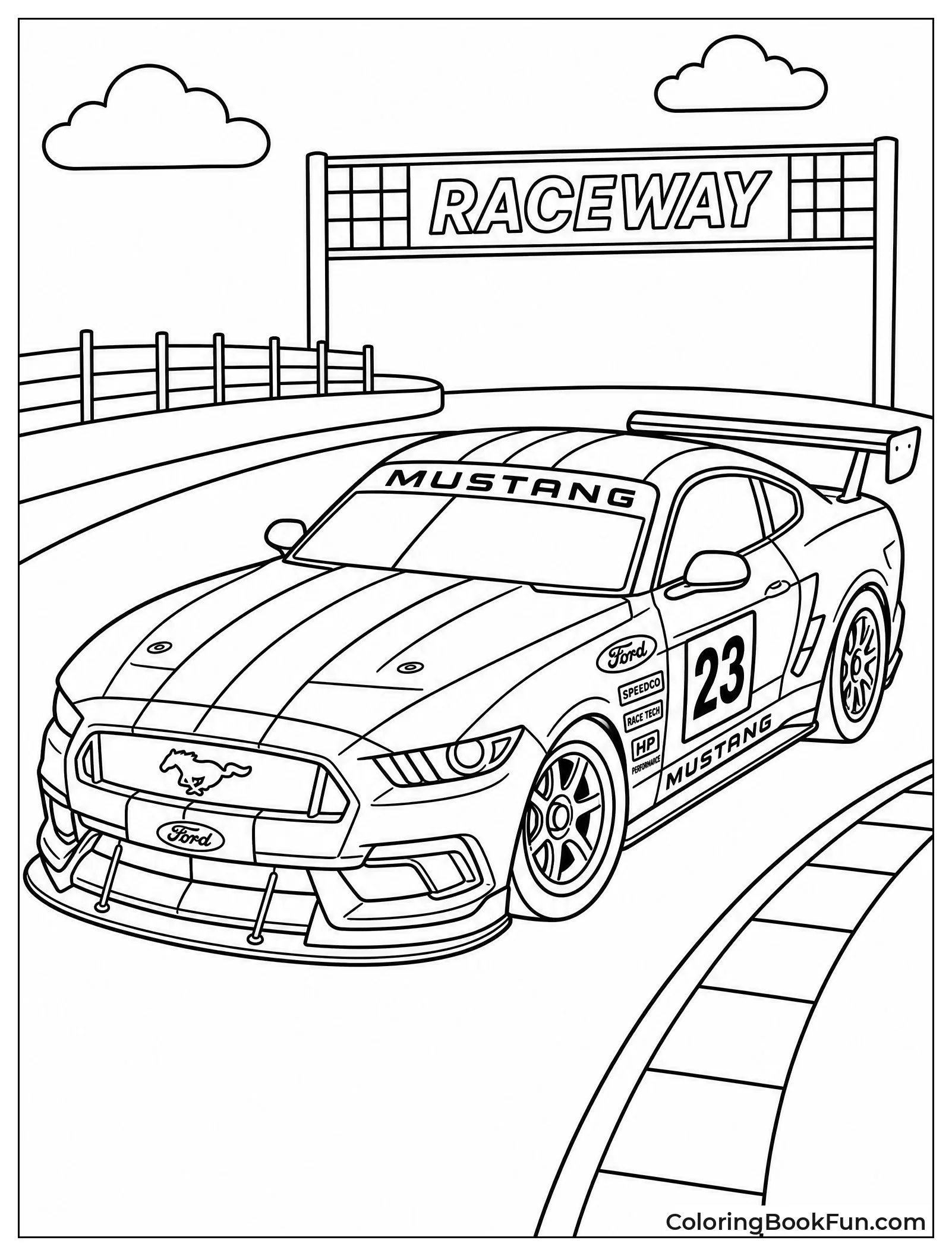 Racing Mustang Going Fast on Track
