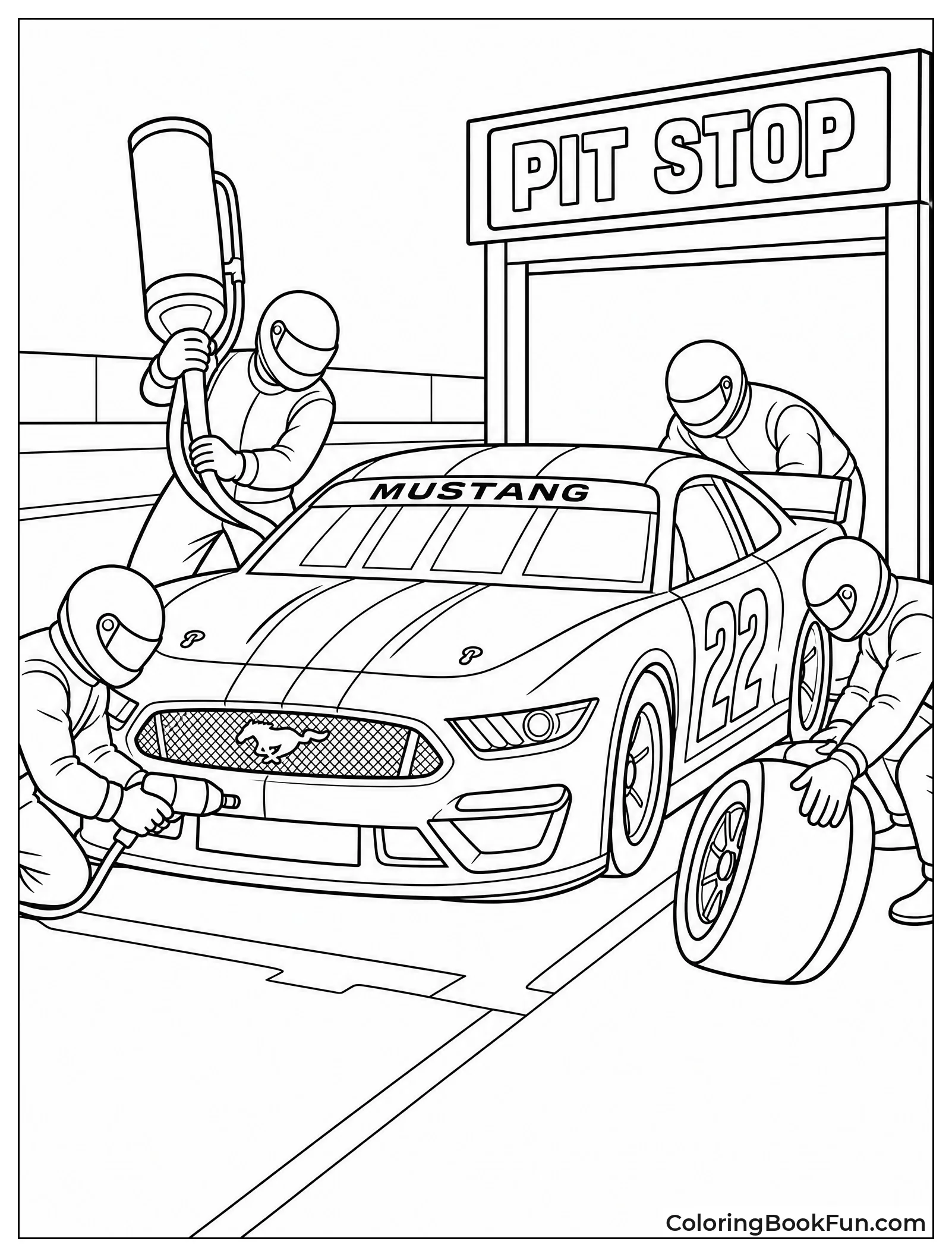 Crew Changes Tires at Pit Stop