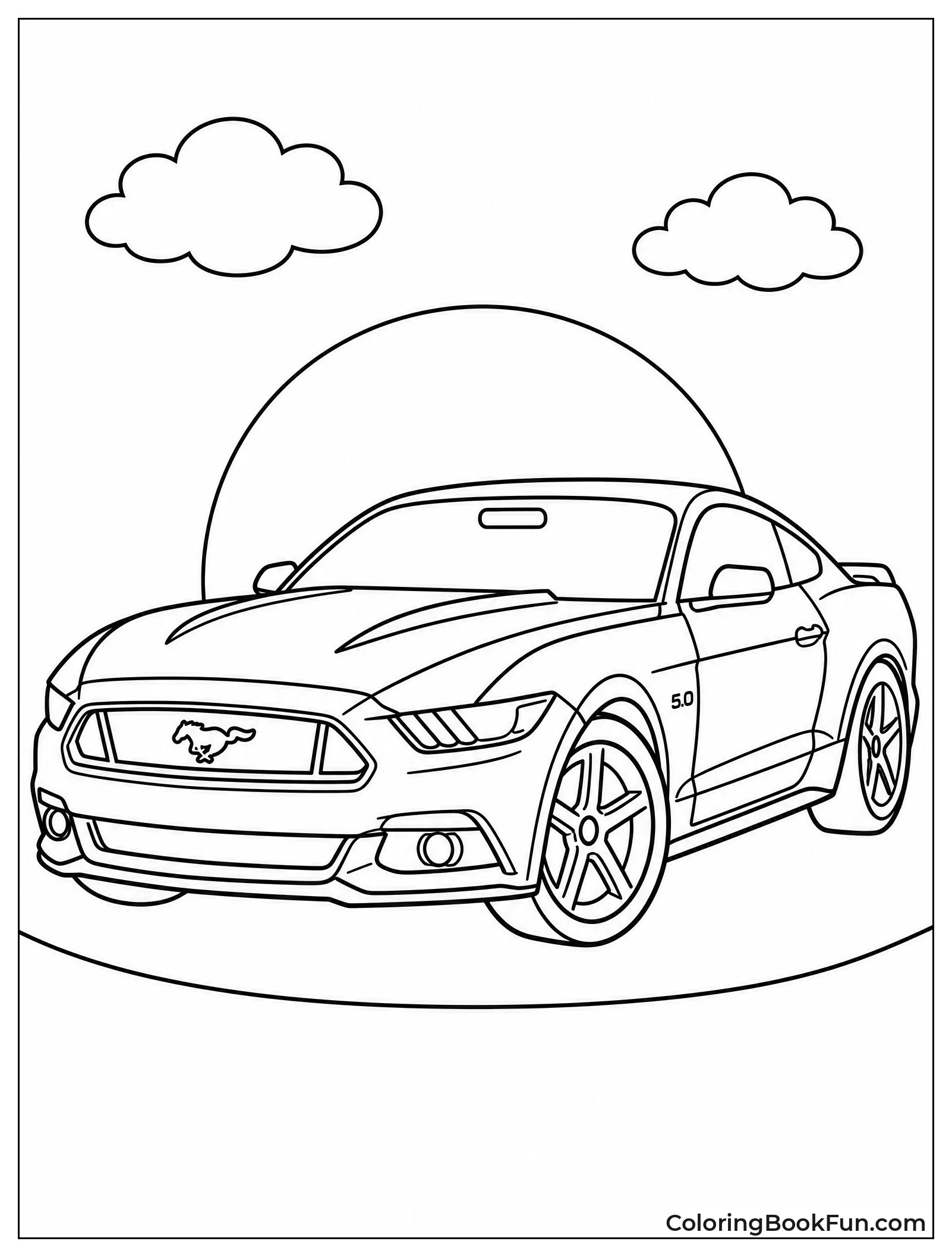 Simple Mustang Outline for Young Kids