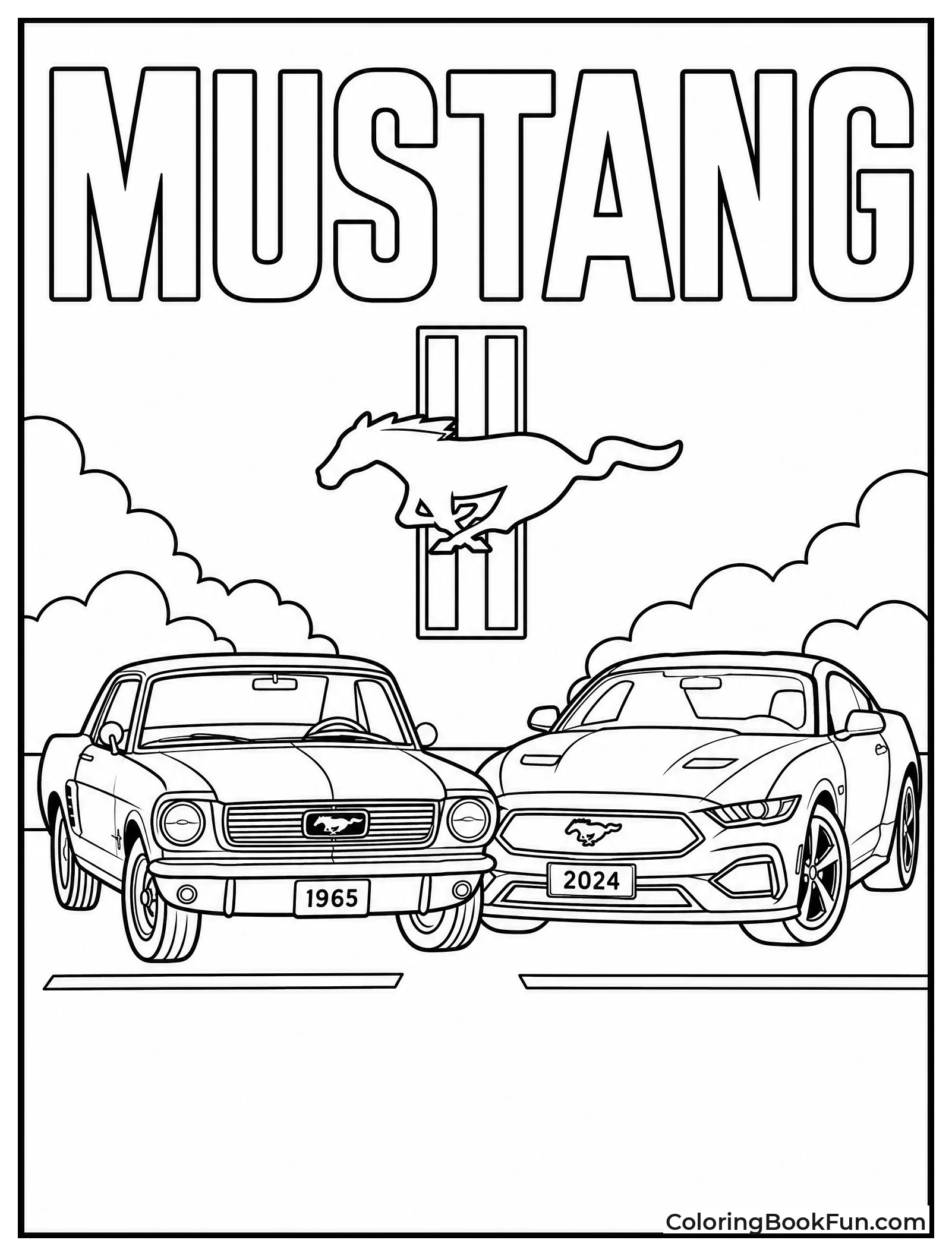 Classic Mustang Parks Next to Modern One