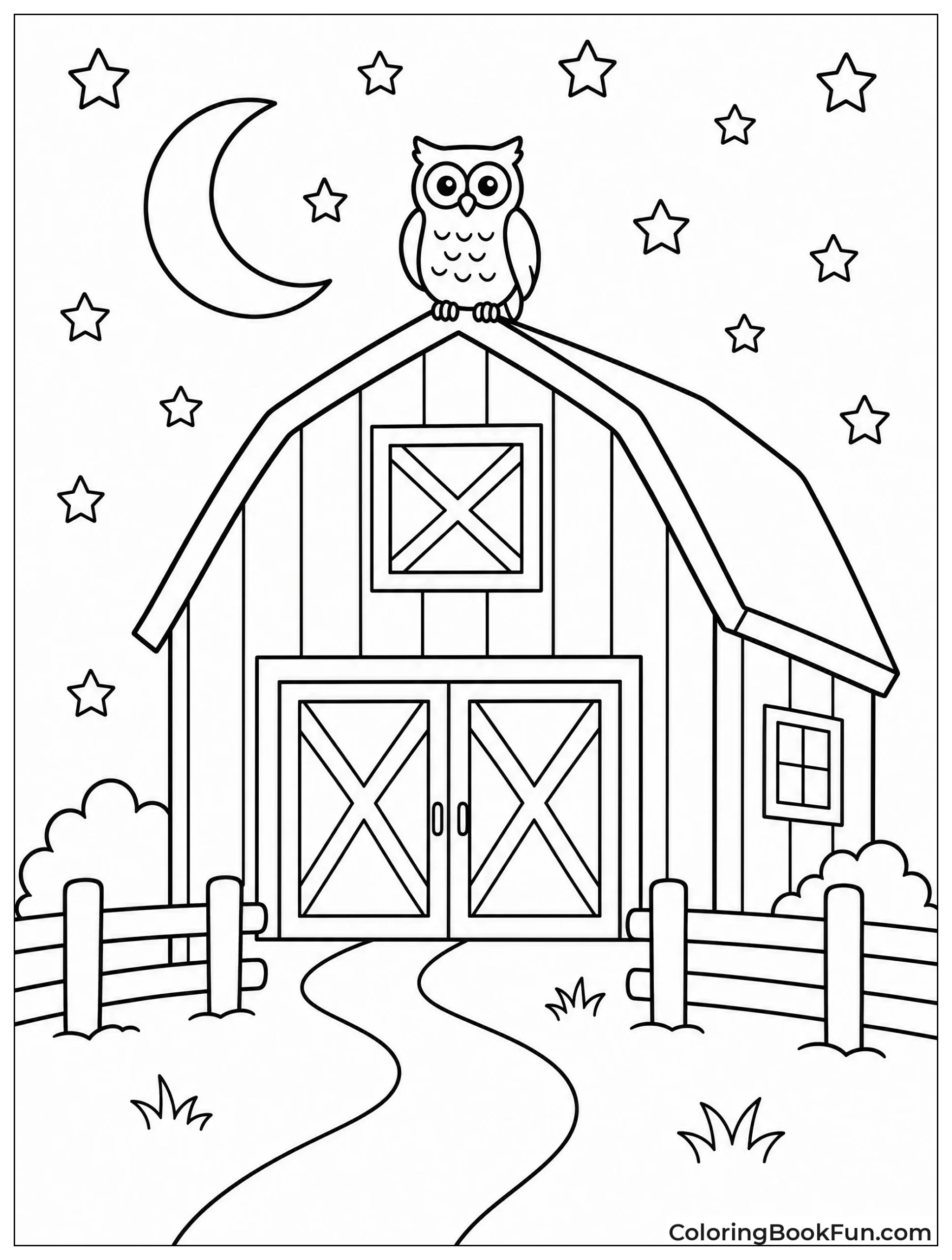 Owl Perched on Barn Roof