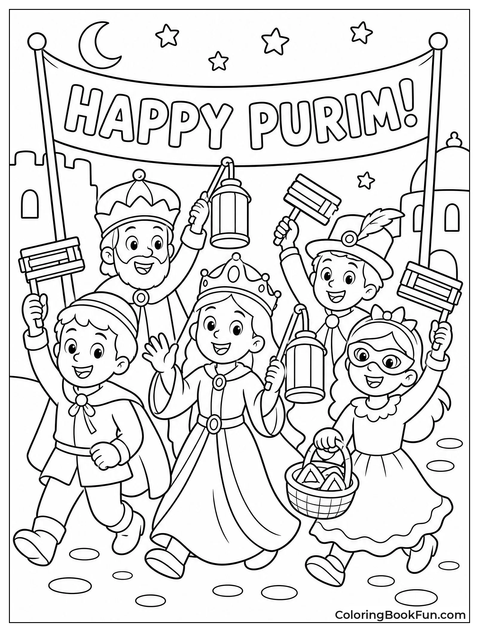 Parade Walks with Lanterns at Night