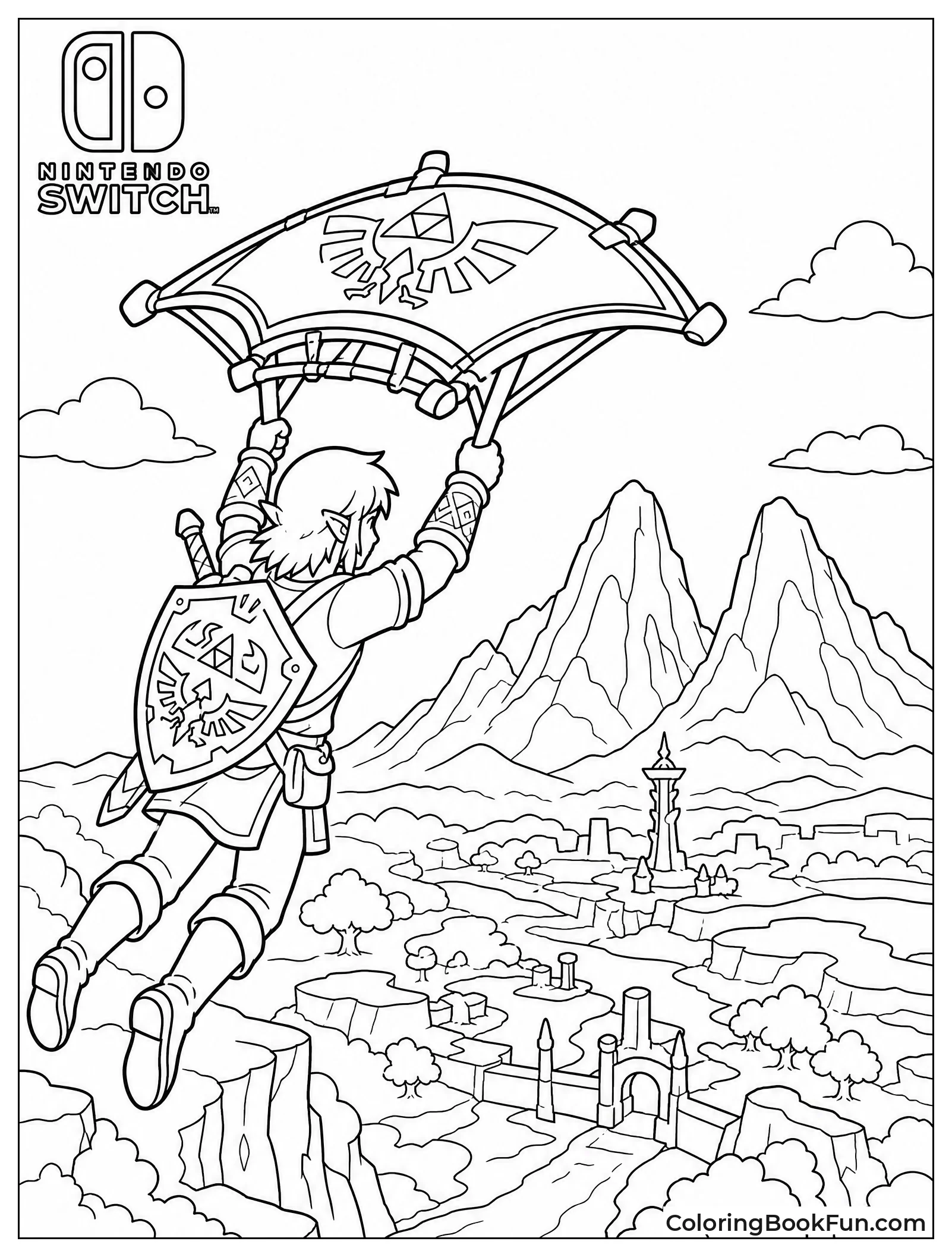 Link Paragliding over Hyrule