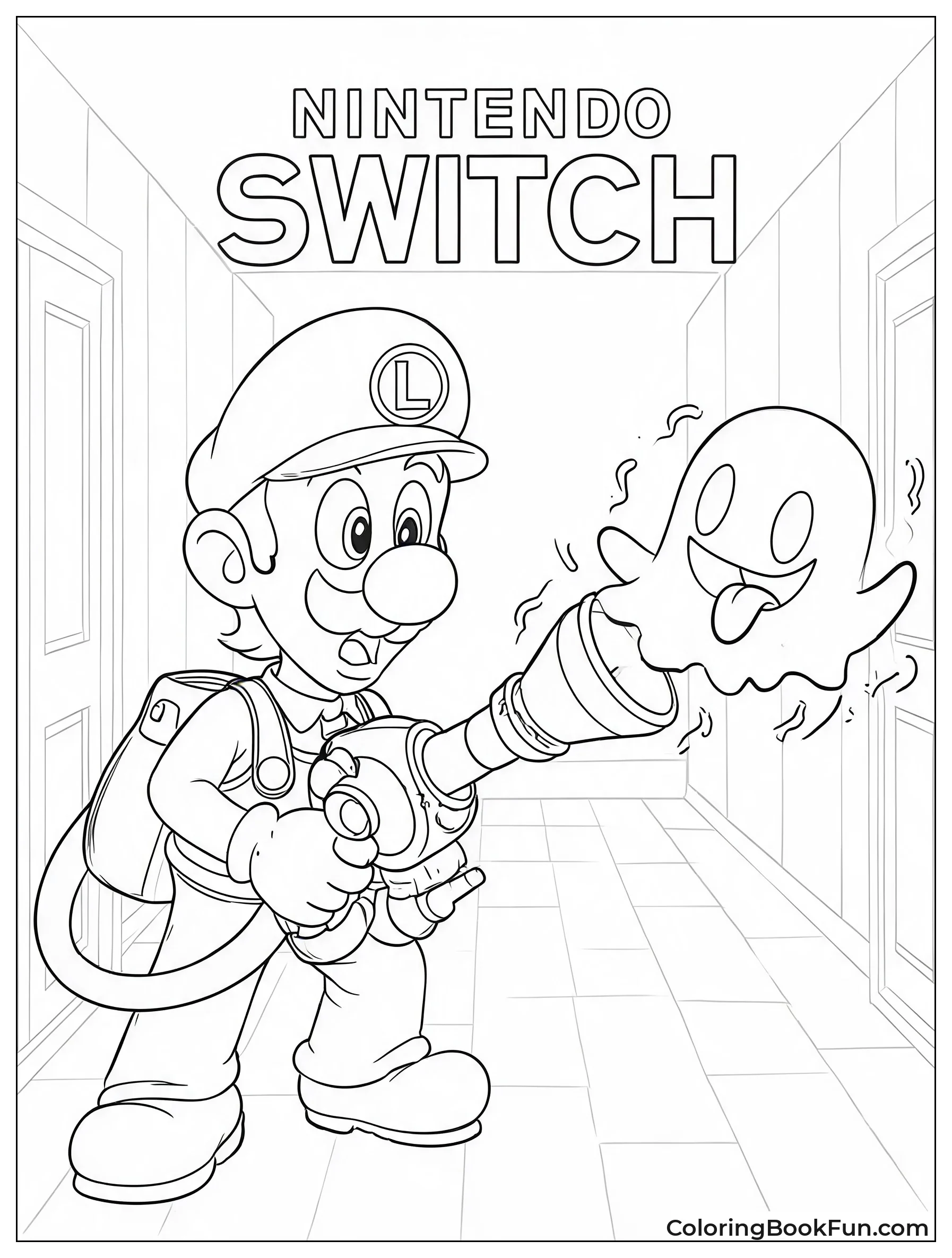 Luigi Hunting Ghosts in Mansion