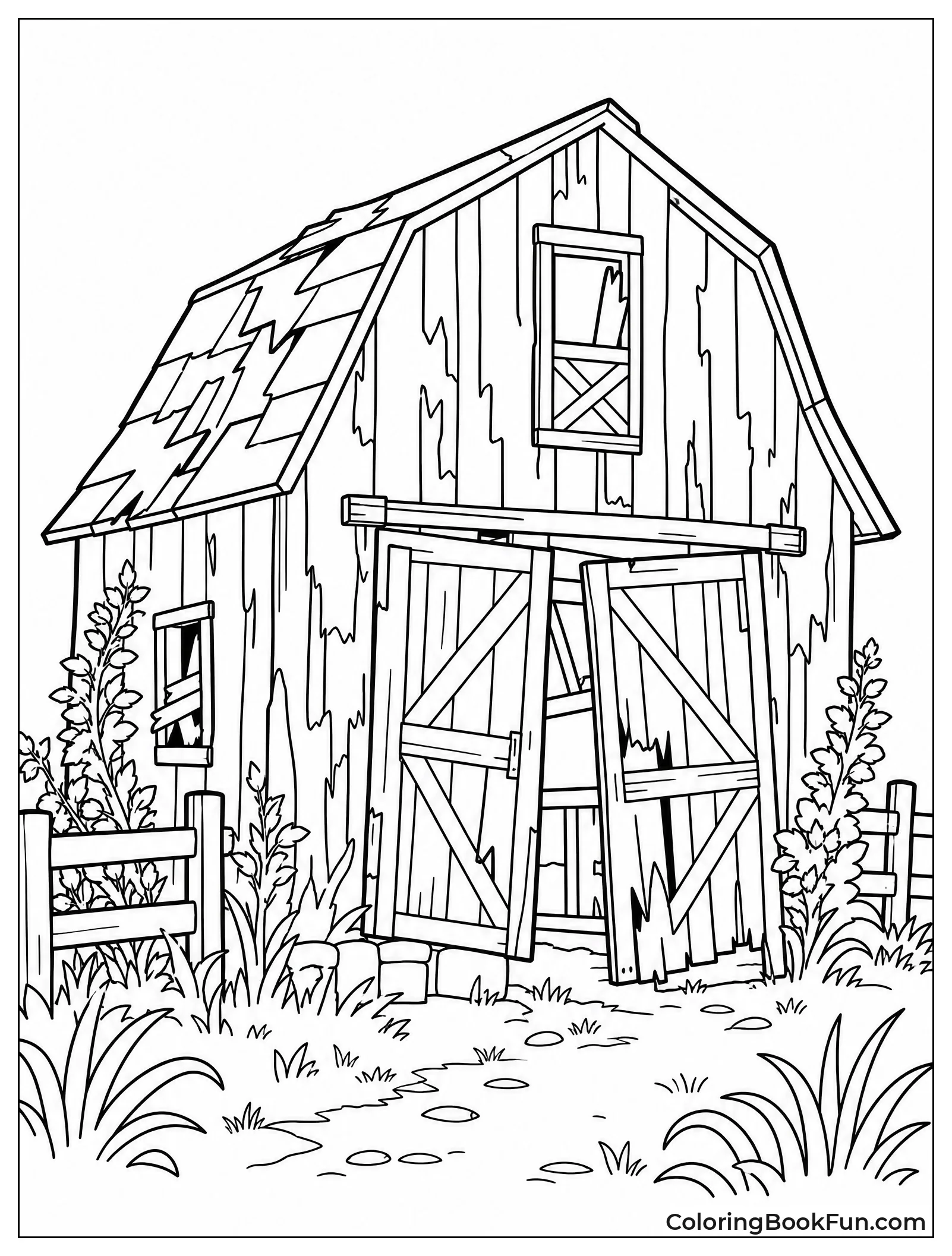 Old Barn with Broken Boards