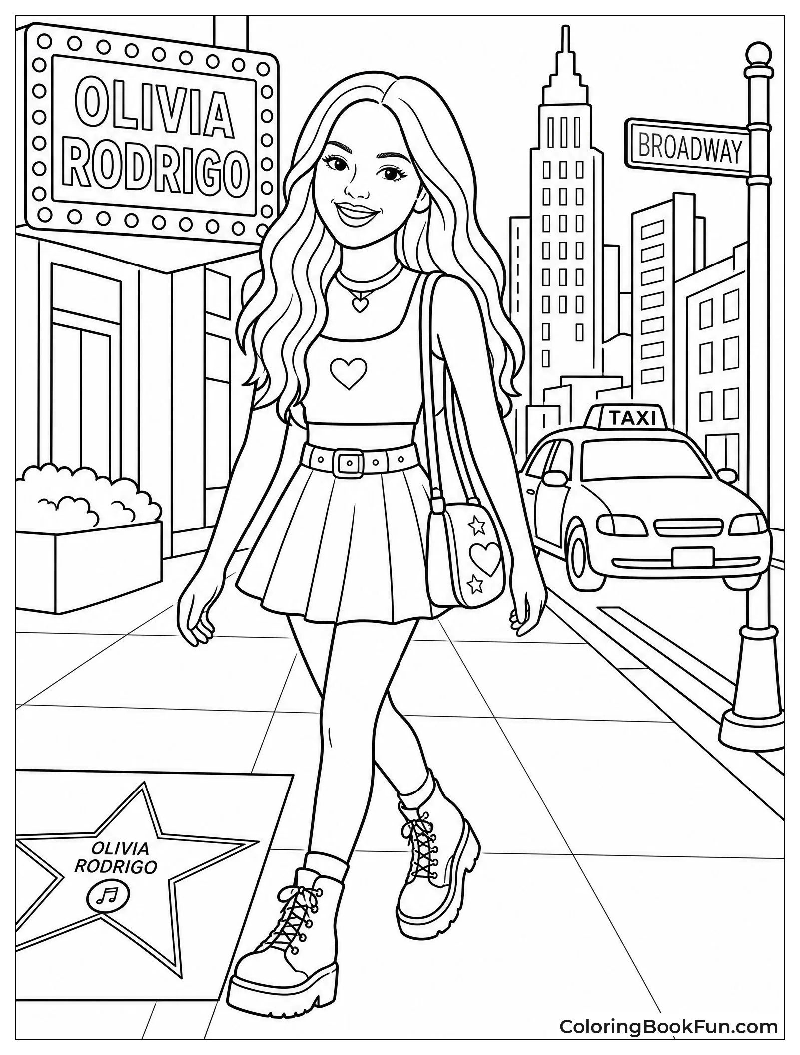 Olivia Walks Down City Street
