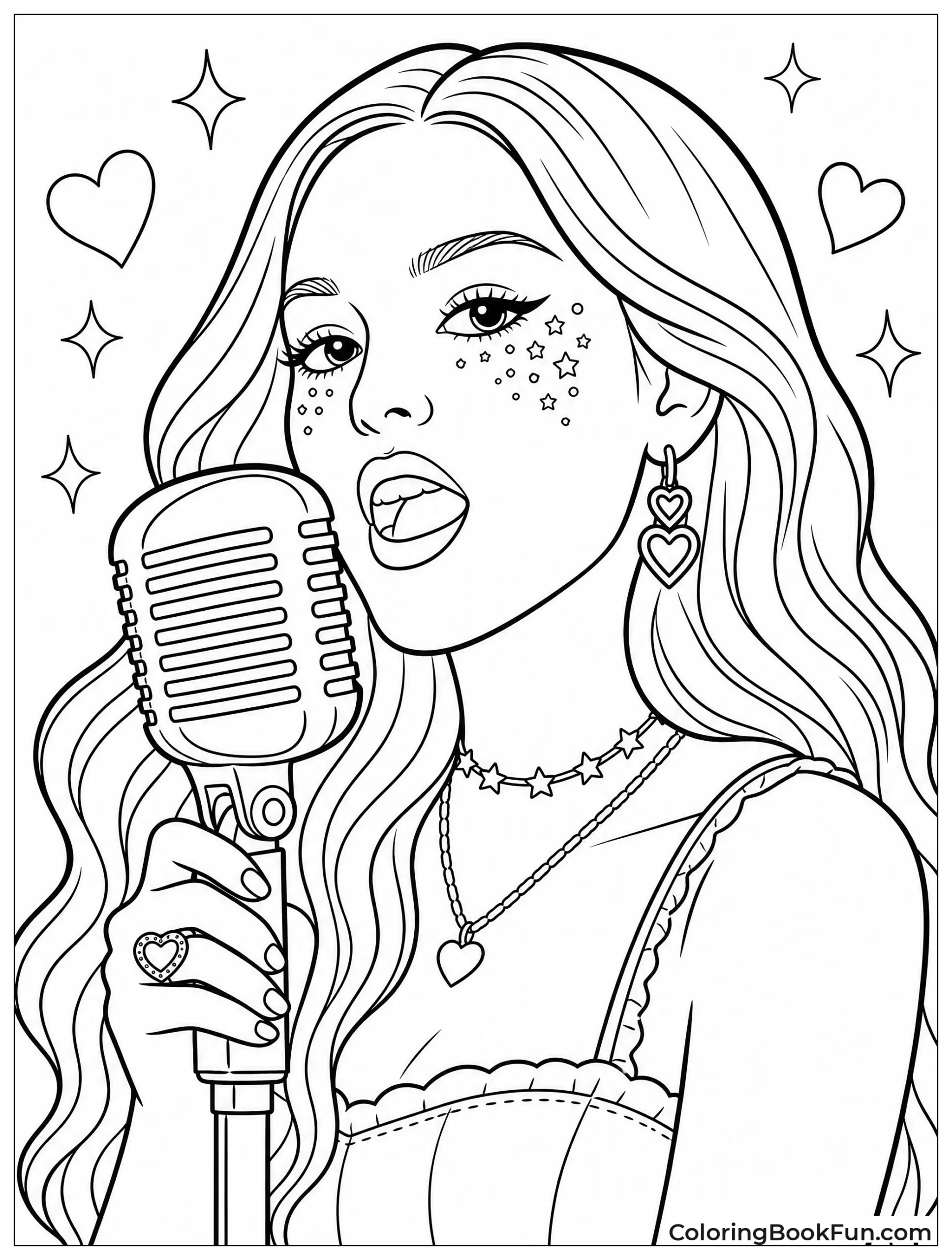 Olivia Sings into Vintage Microphone