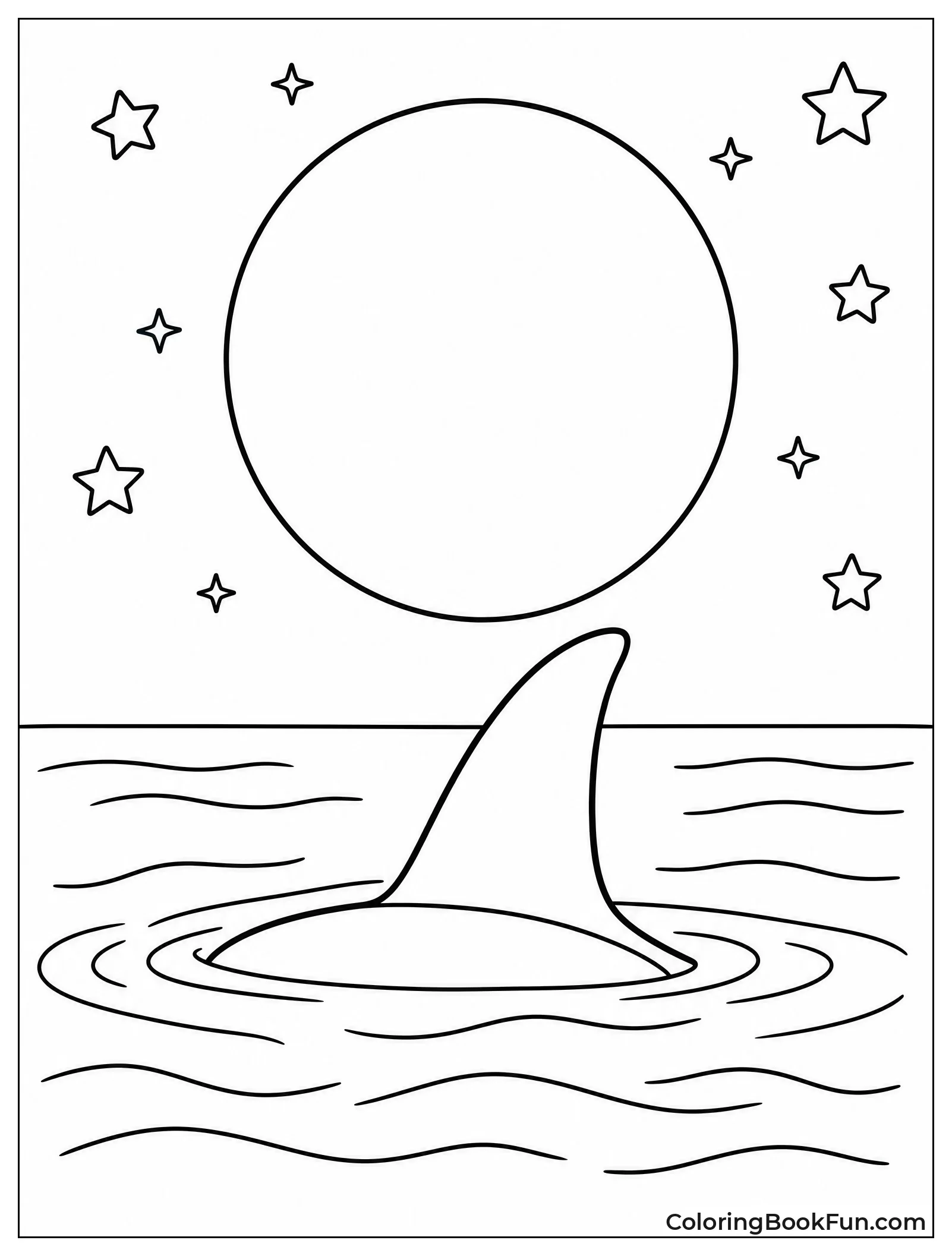 Orca Fin Under Full Moon
