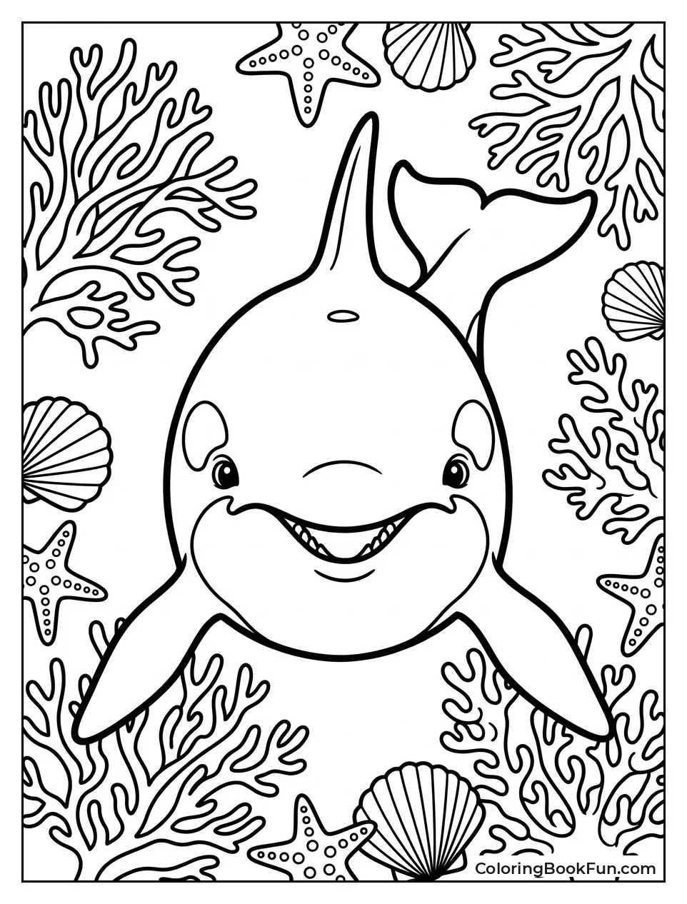 Orca with Ornate Coral Patterns