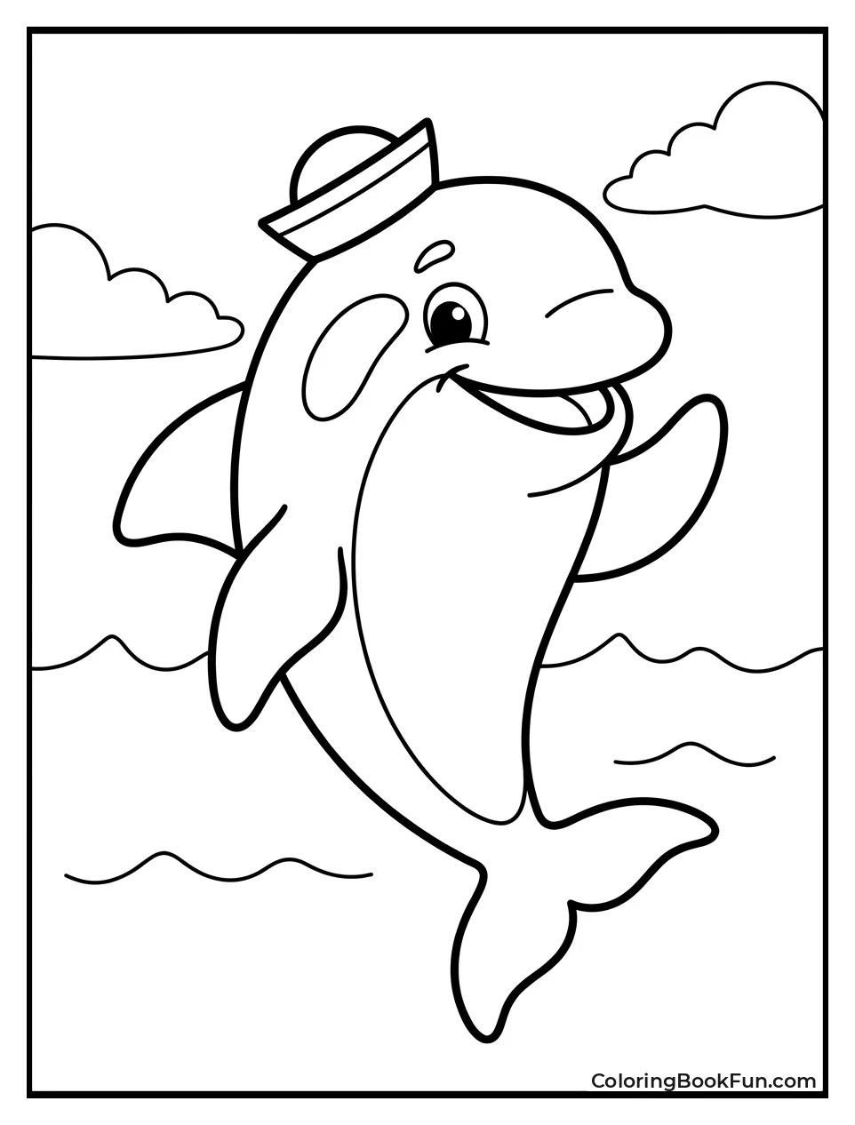 Friendly Orca Wearing Sailor Hat