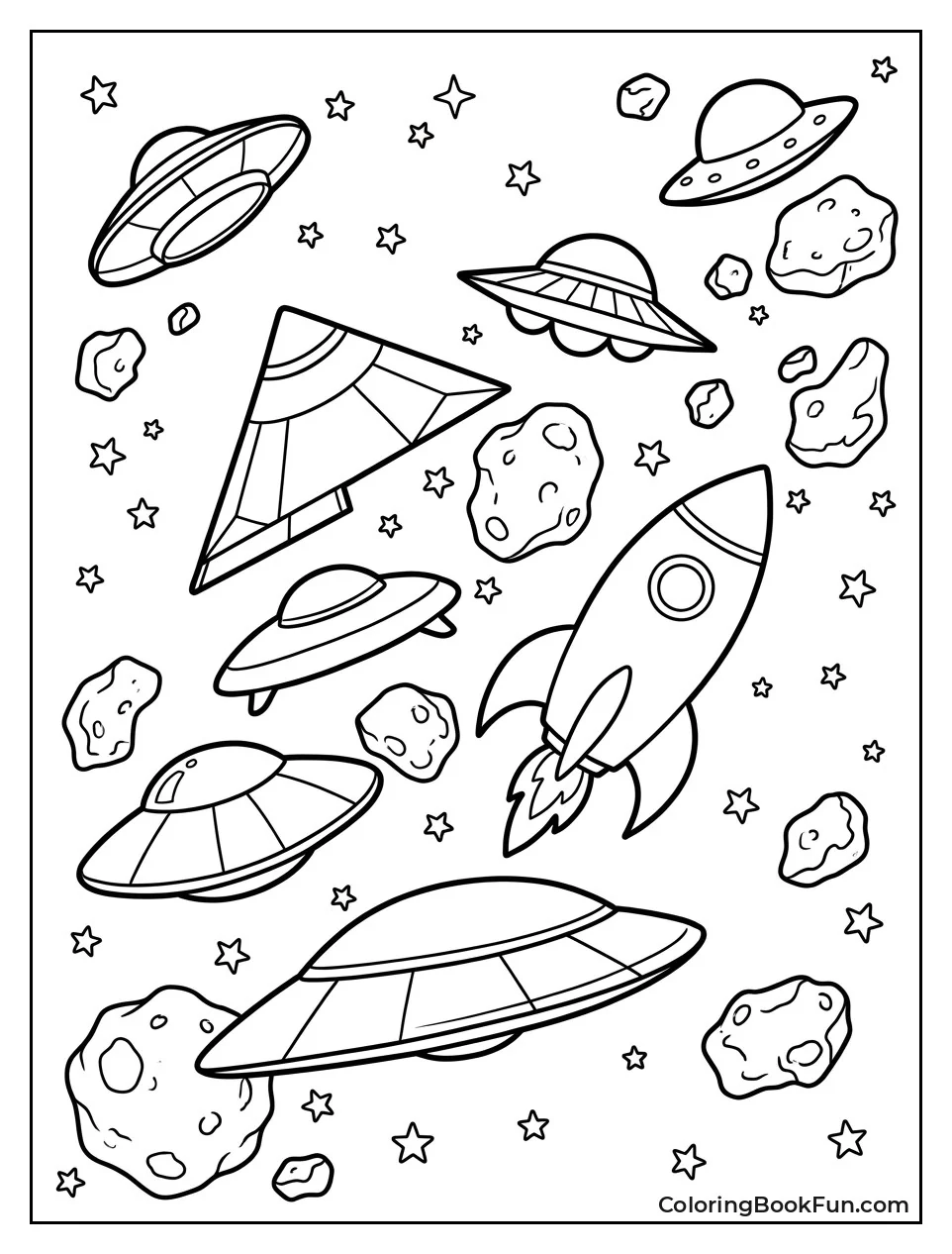 UFO Fleet Flying Through Asteroids