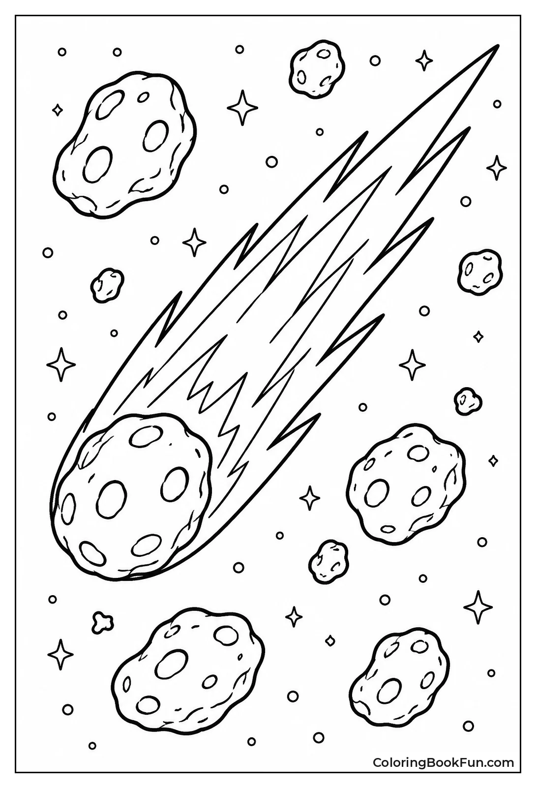 Comet Flying Past Rocky Asteroids