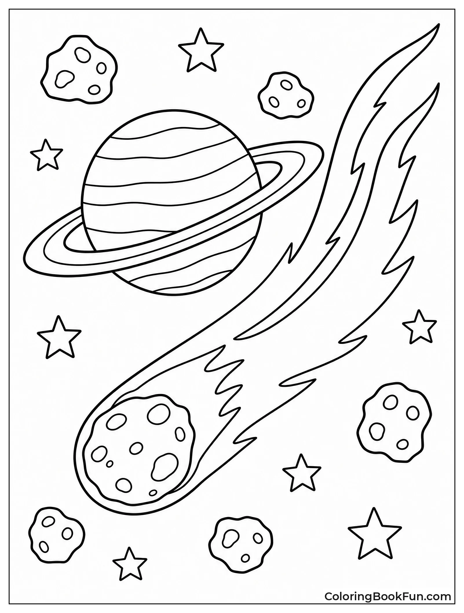 Comet Passing by a Ringed Planet