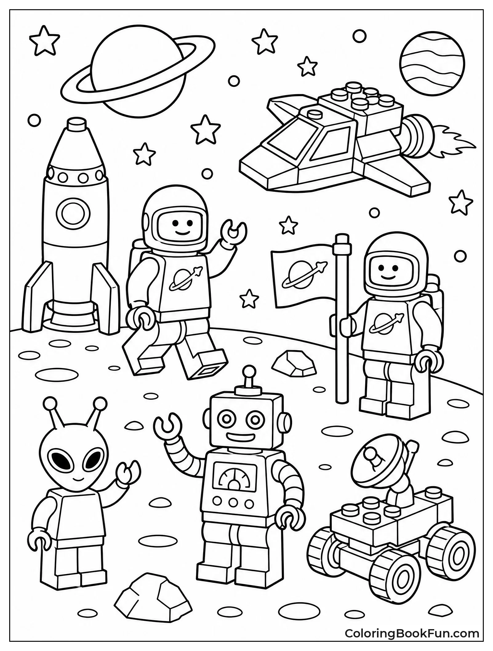 Lego Astronauts Exploring Planets and Stars