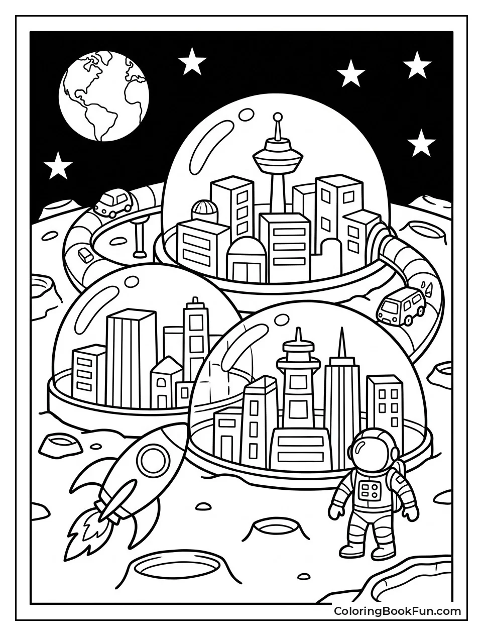 Base on the Moon with Domes