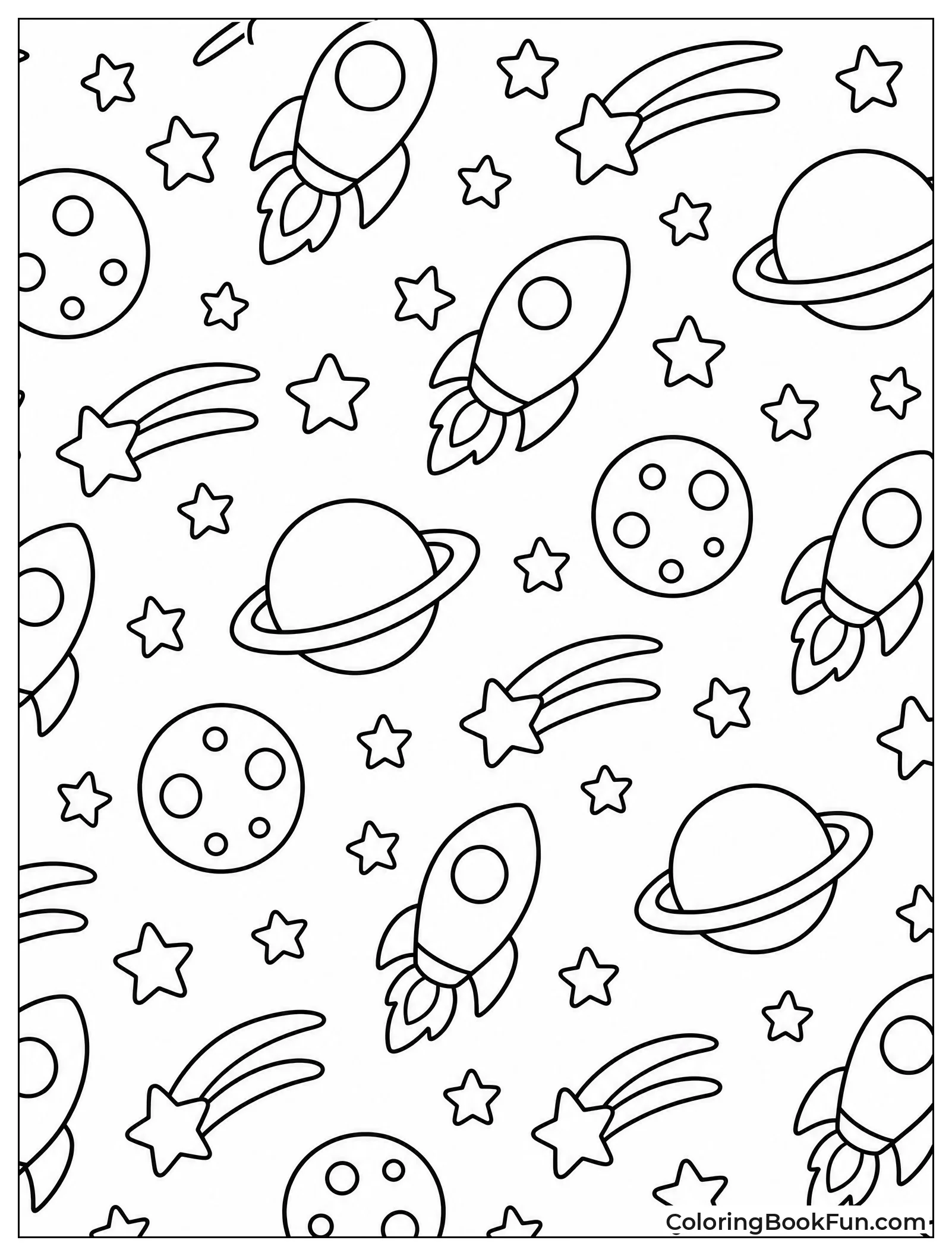 Rockets and Planets Repeating Pattern