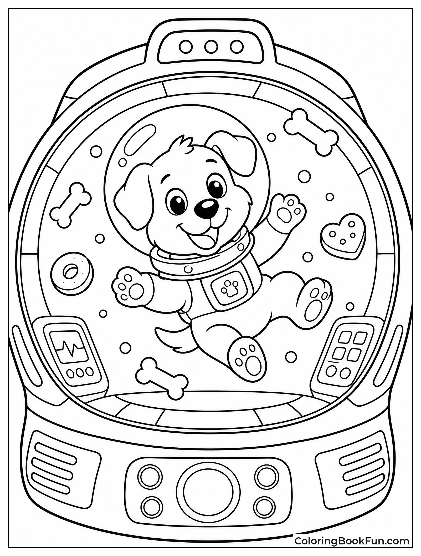 Puppy Floating in Space Capsule