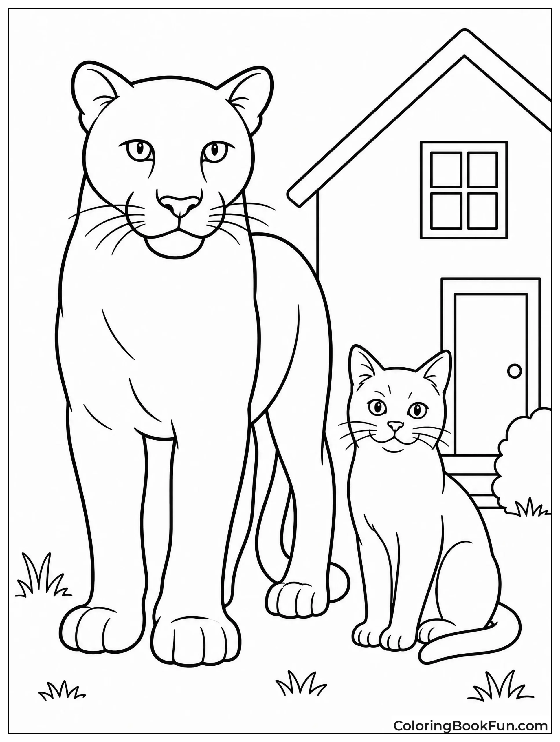 Panther Next to House Cat