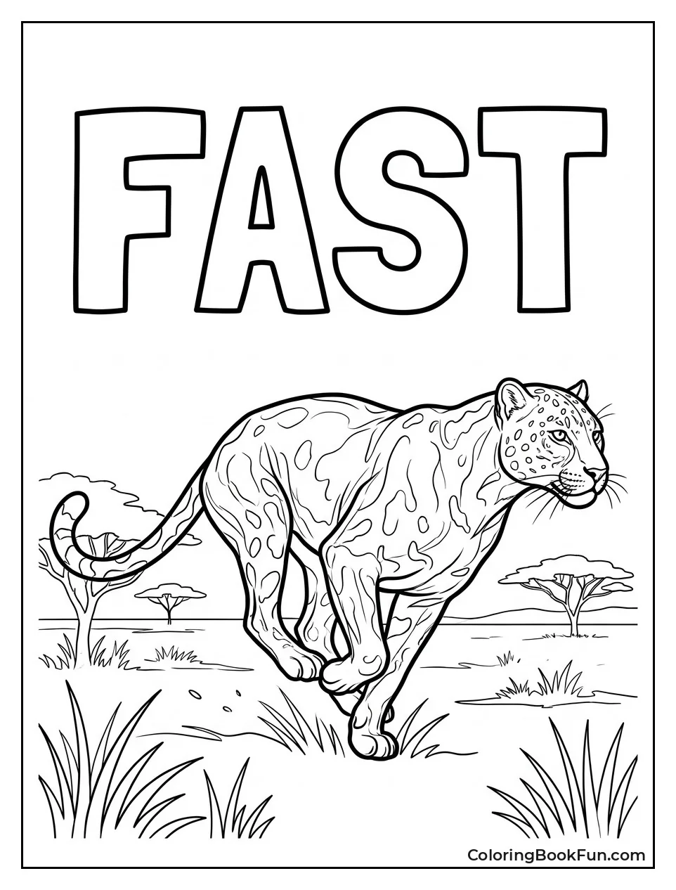 Panther Sprinting Across Open Savanna