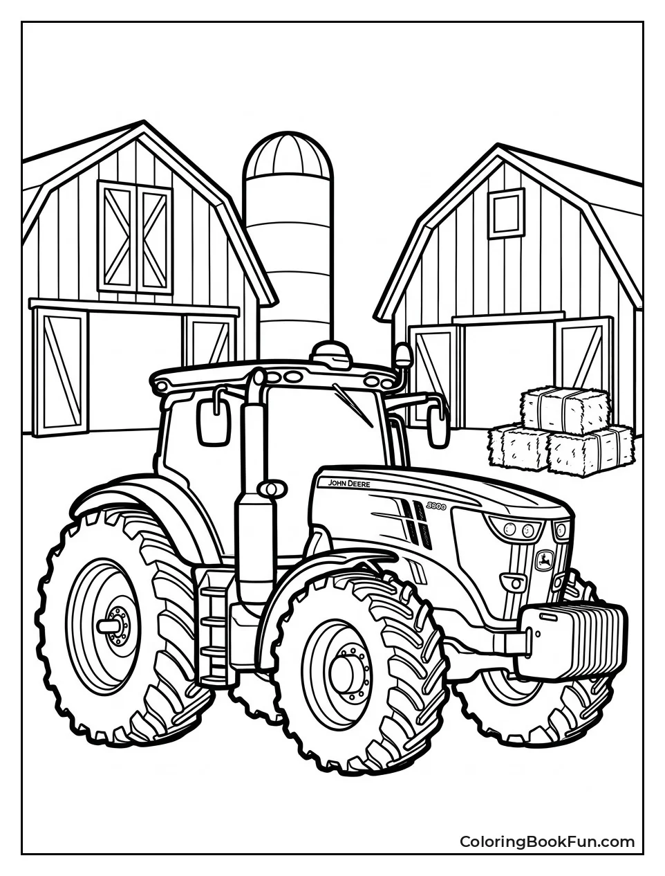 Tractor Parked by Red Barn